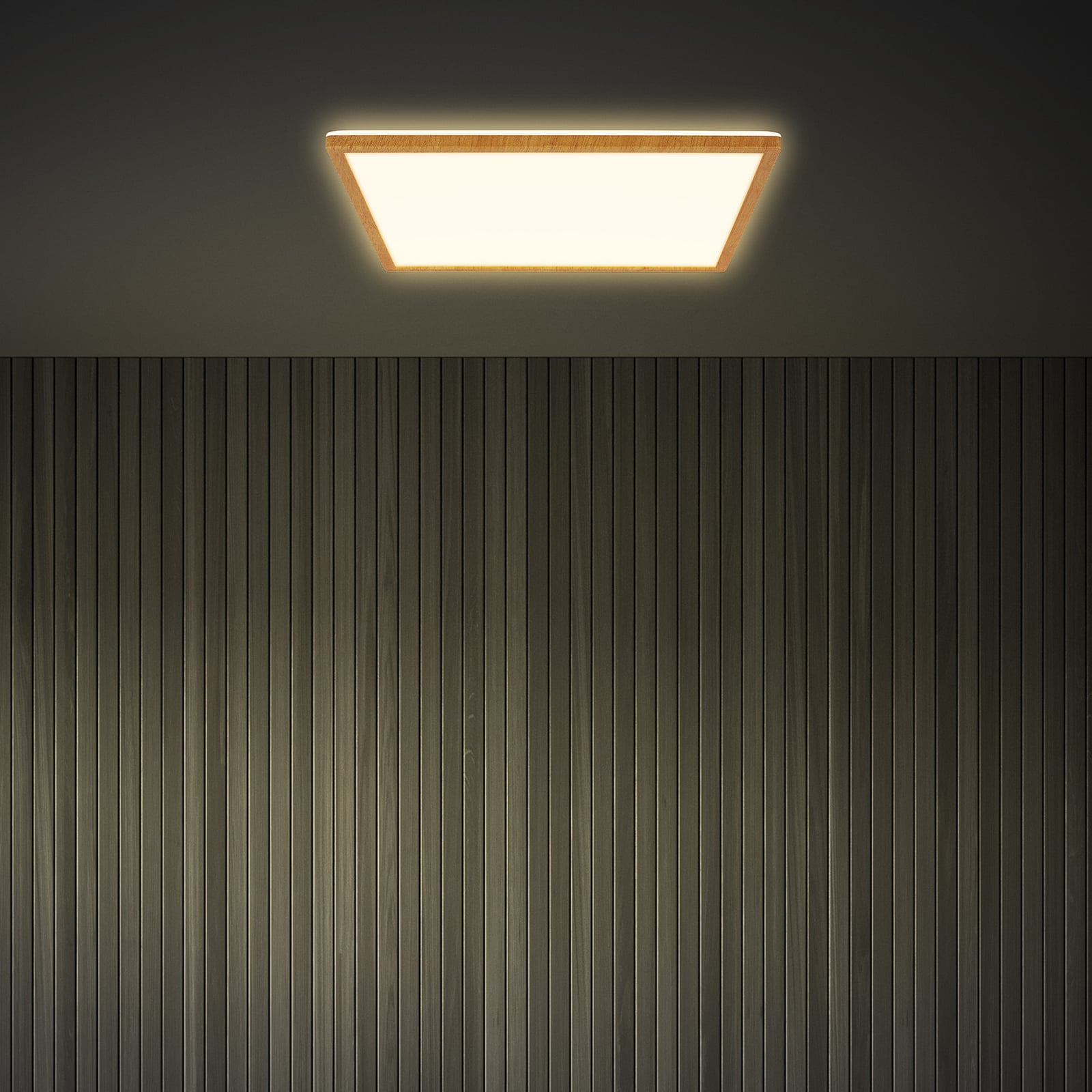 LED-taklampa Tava Wood, 42 x 42 cm, plast, 3 000 K