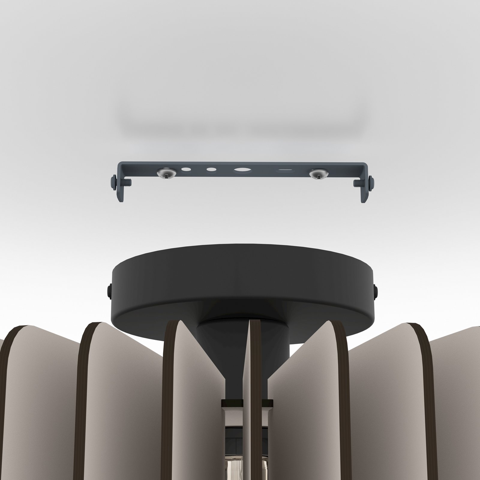 Lámpara de techo Palombaia, blanca, Ø 50 cm, acero/madera, E27