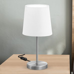 Lampe à poser Kaneo, blanche, hauteur 30,8 cm, métal, tissu, E14