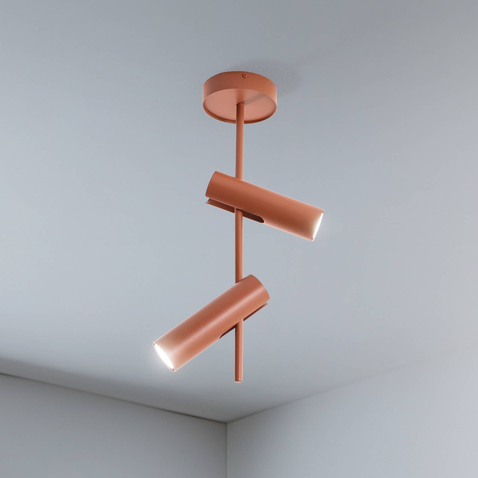 Deckenspot Leda 2, ziegelrot, 2-flammig, Höhe 55 cm günstig online kaufen