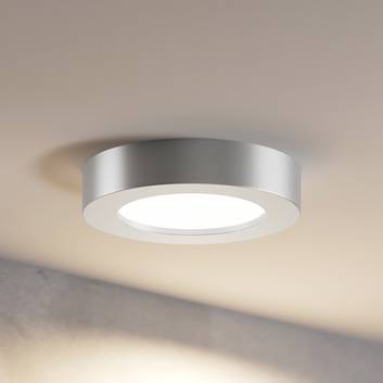 Prios Edwina LED ceiling light, IP44, CCT, silver
