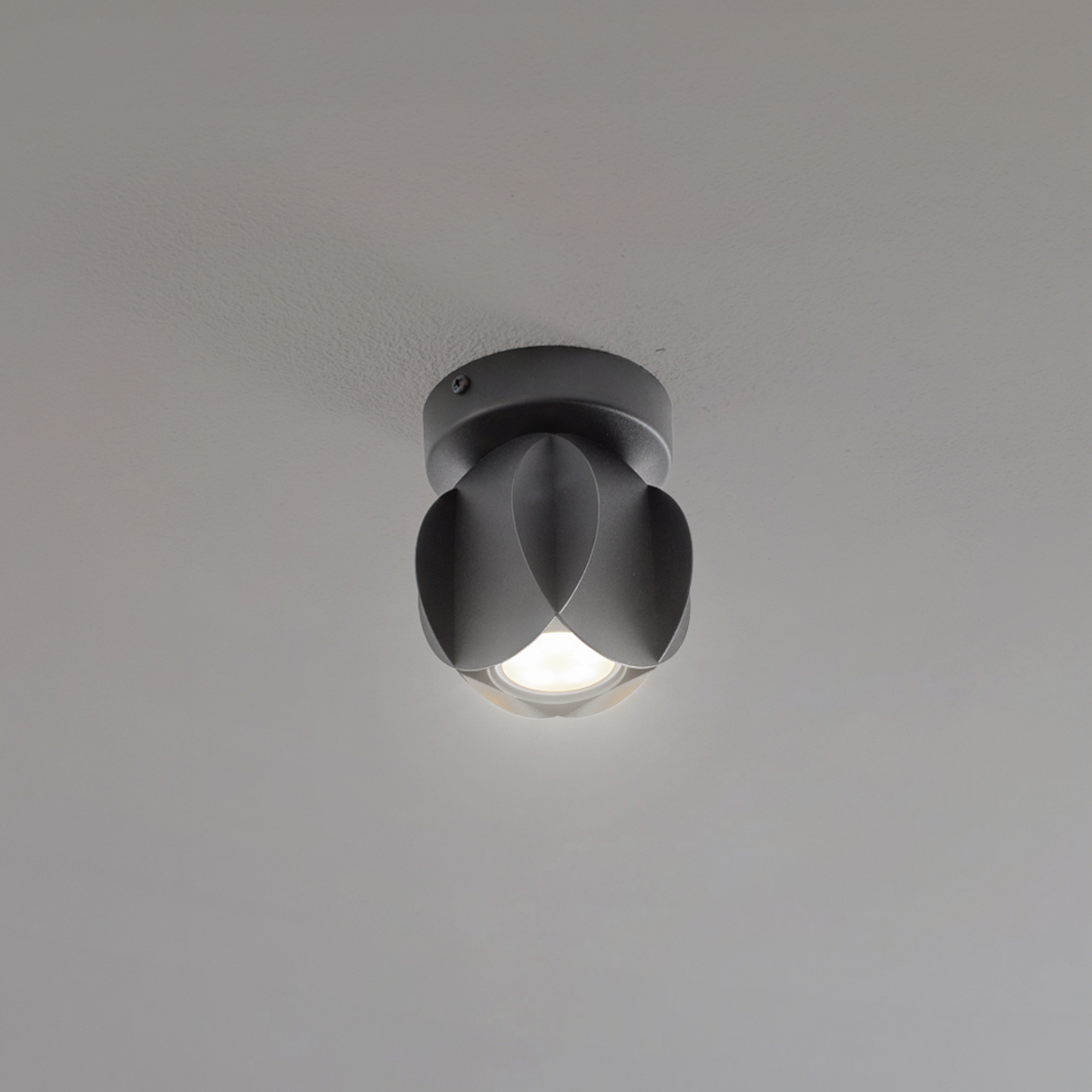 GAMBIT plafondspot, zwart, Ø 10 cm, metaal, GU10