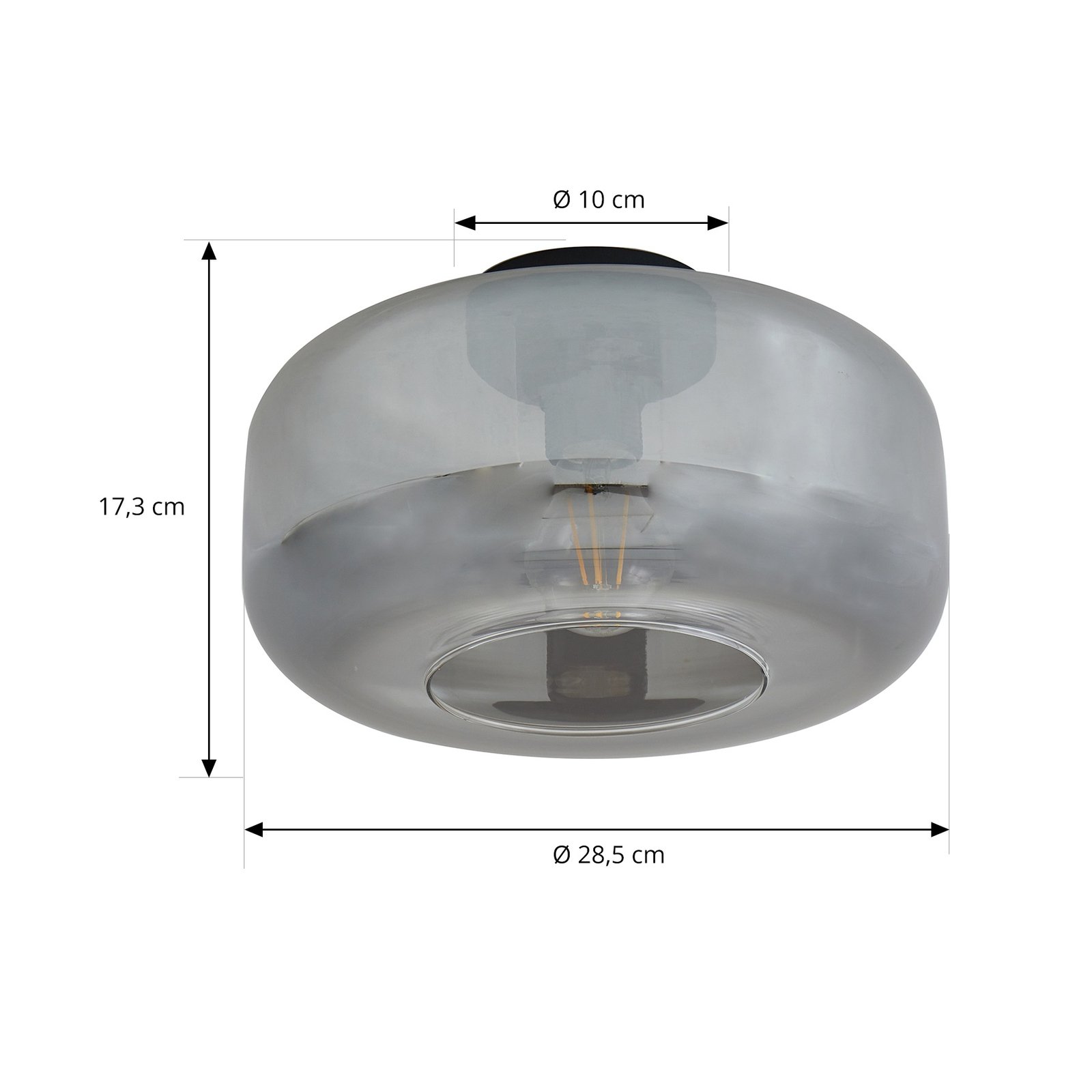 Hildur Deckenleuchte rauchgrau Ø 28,5 cm Glas - Lindby