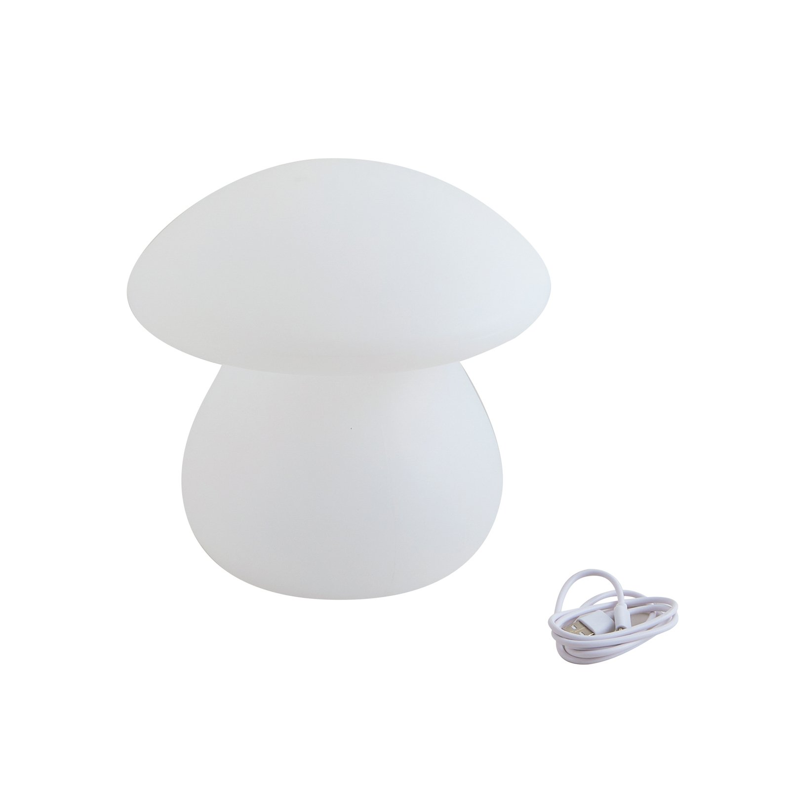 Lindby LED dobíjacia vonkajšia stolová lampa Vernate, RGBW, biela,