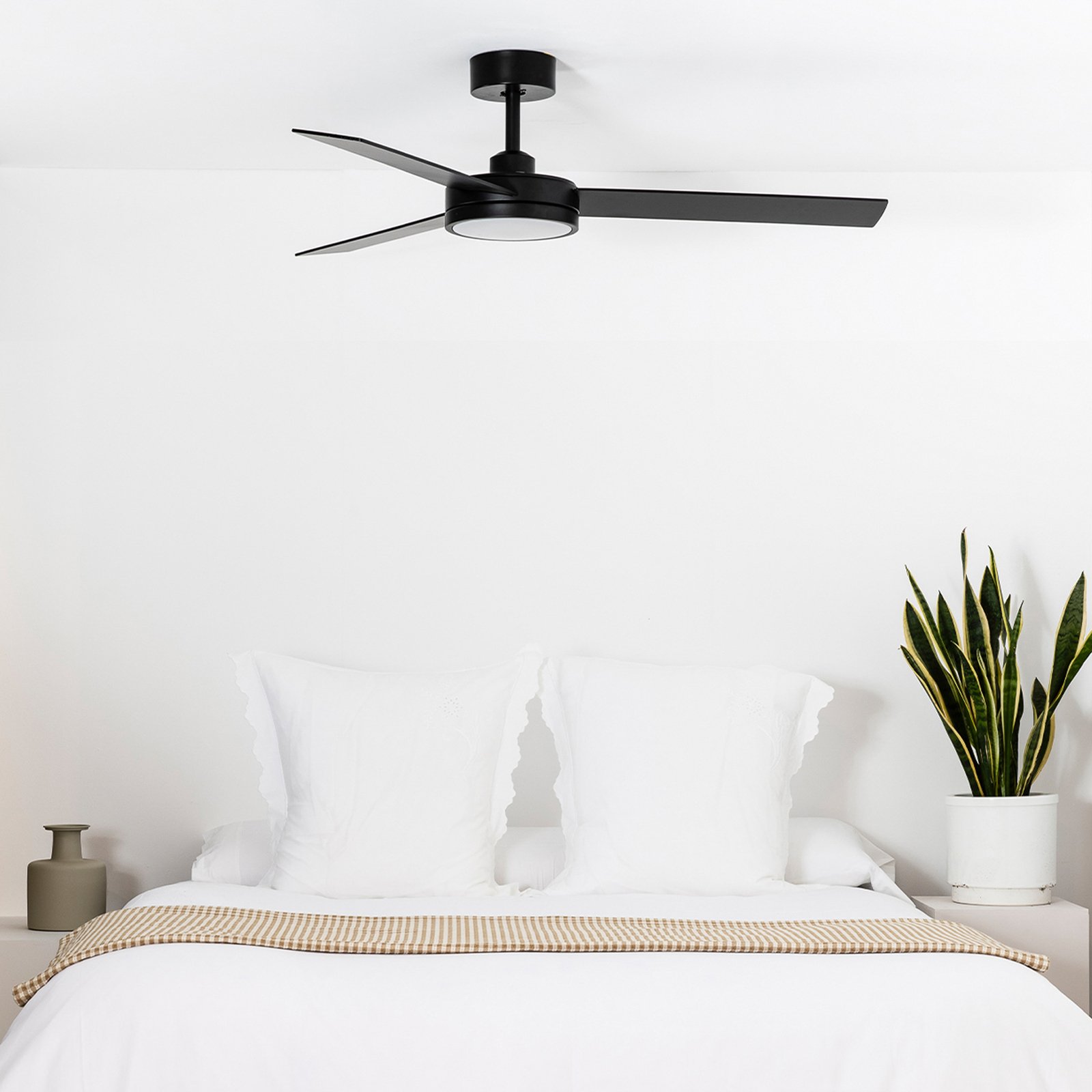 Ventilateur de plafond LED Barth avec lampe, noir