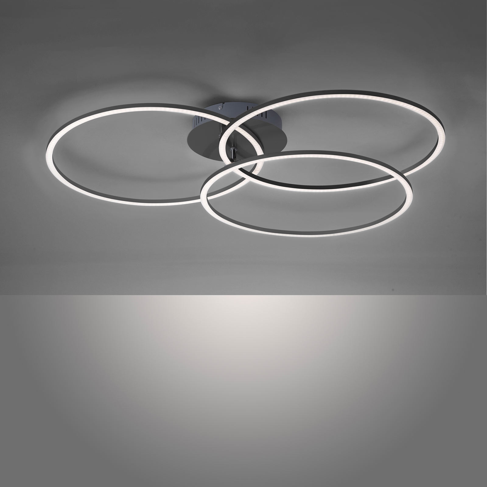LED stropní svítidlo Ivanka, tři kruhy, černá