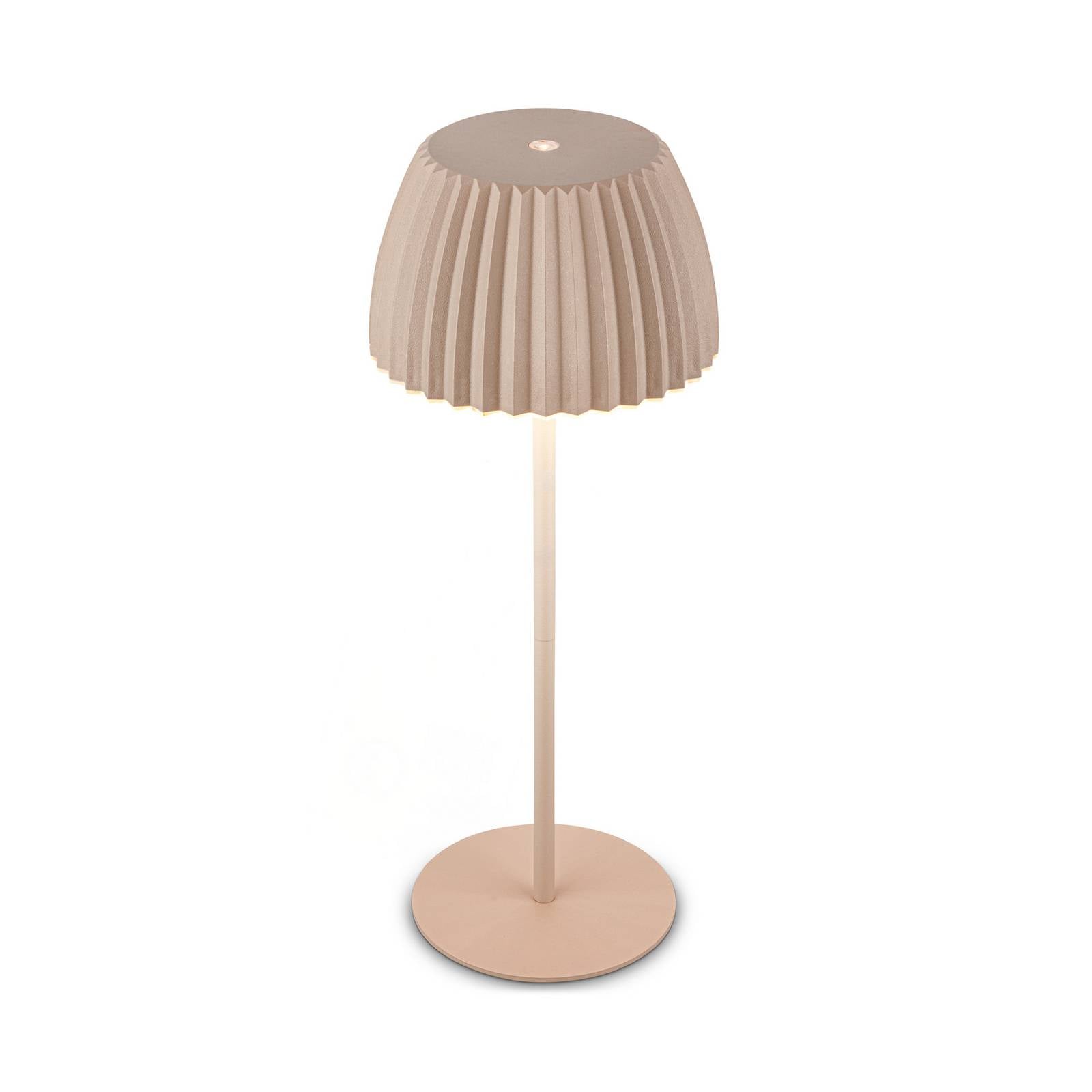 LED-Akku-Tischlampe Brilo unplugged Riffle, 36 cm, beige