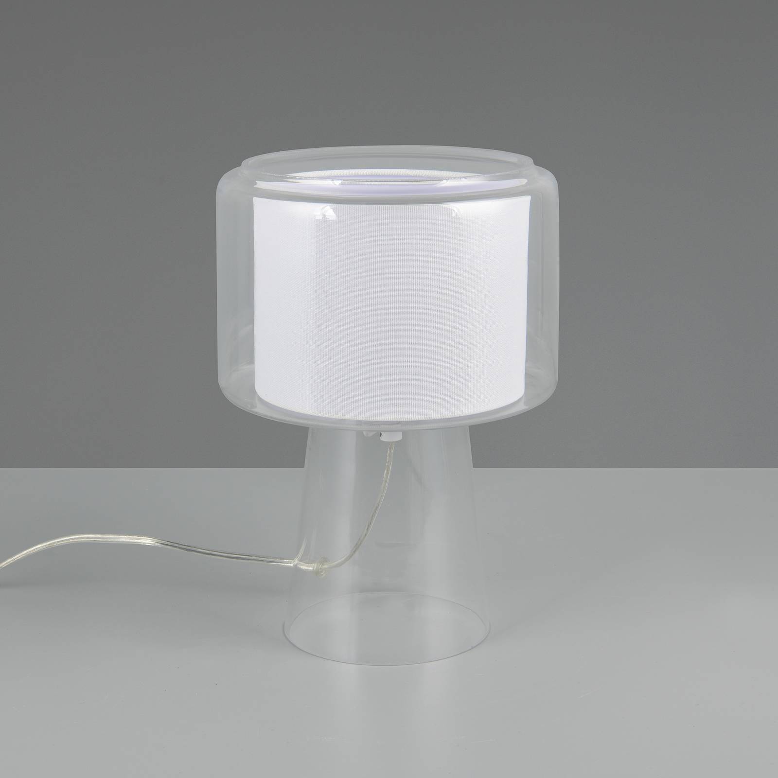 Tischlampe Rocka, klar, Höhe 29 cm, Glas/Stoff günstig online kaufen