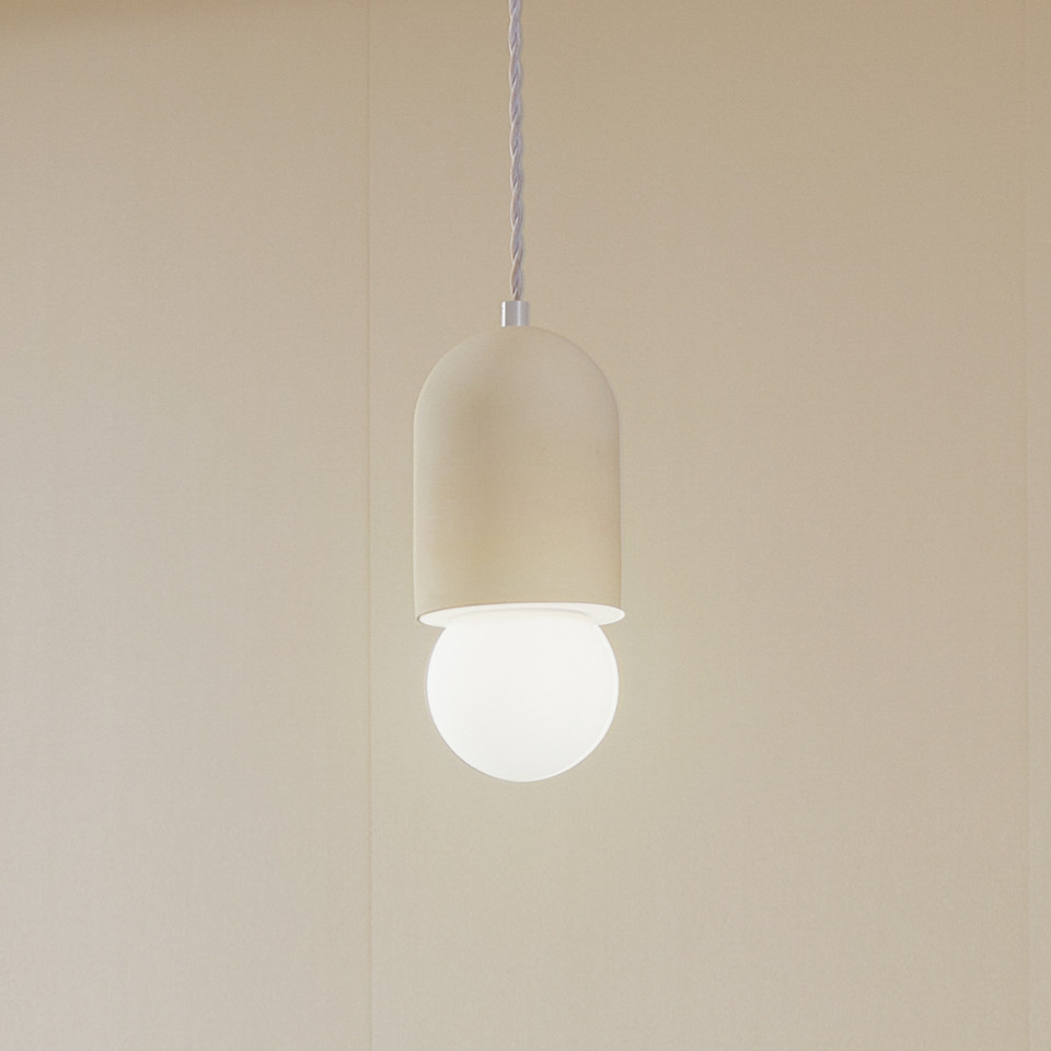 Lindby Nielson pendellampa Ø 11 cm beige gips, vit från Lindby