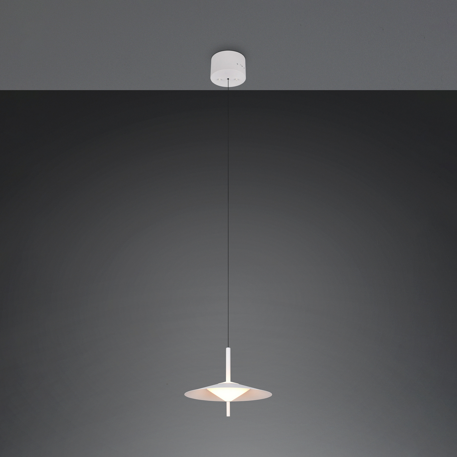 LED piekaramā lampa „Amalo“, matēti balta, Ø 30 cm, metāls, CCT LED piekaramā lampa „Amalo“, matēti balta, Ø 30 cm, metāls, CCT