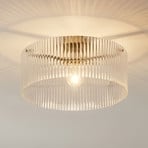 Lucande Plafoniera Meritt, ottone/trasparente, Ø 40 cm, vetro