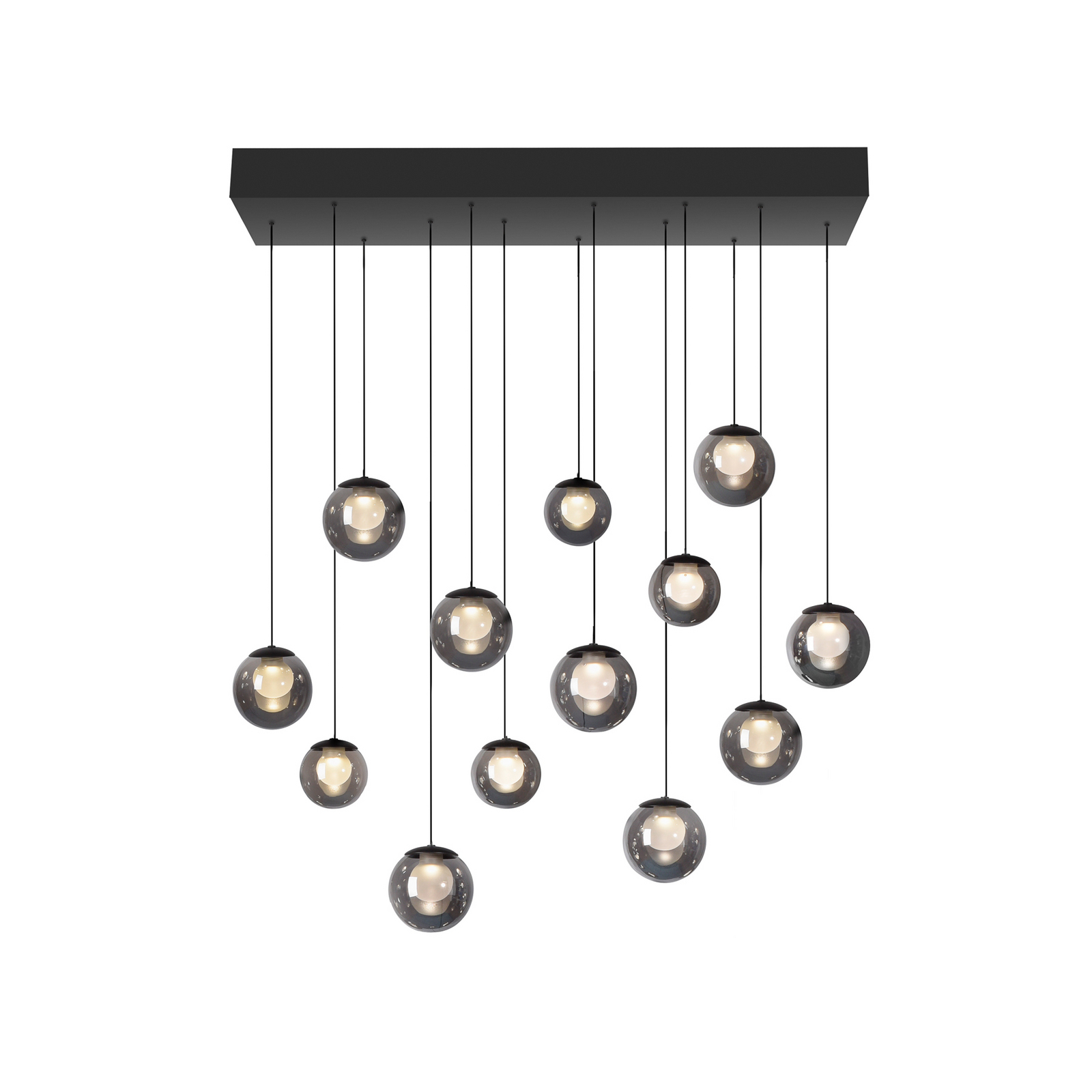 PURE LED-Hängelampe Popup, grau/rauchgrau, 100 cm, 13-fl.