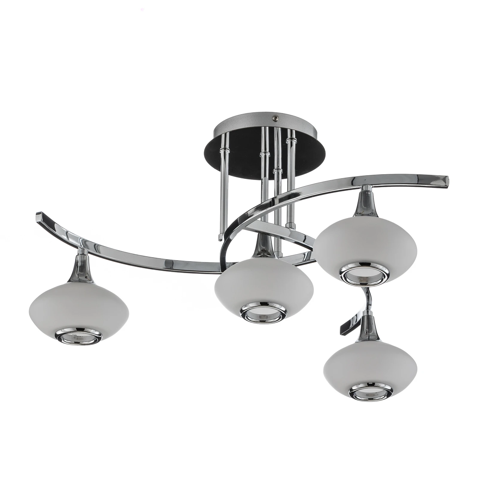 Lia ceiling light, 4-bulb, chrome-coloured, glass/metal