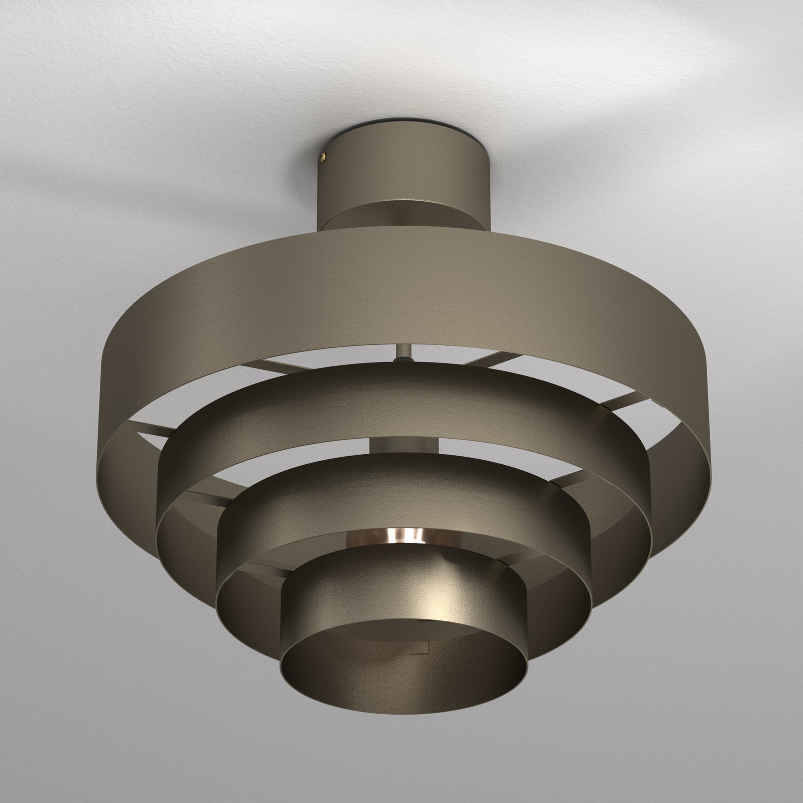 Rings ceiling light, titanium-coloured, steel, 1 x E27