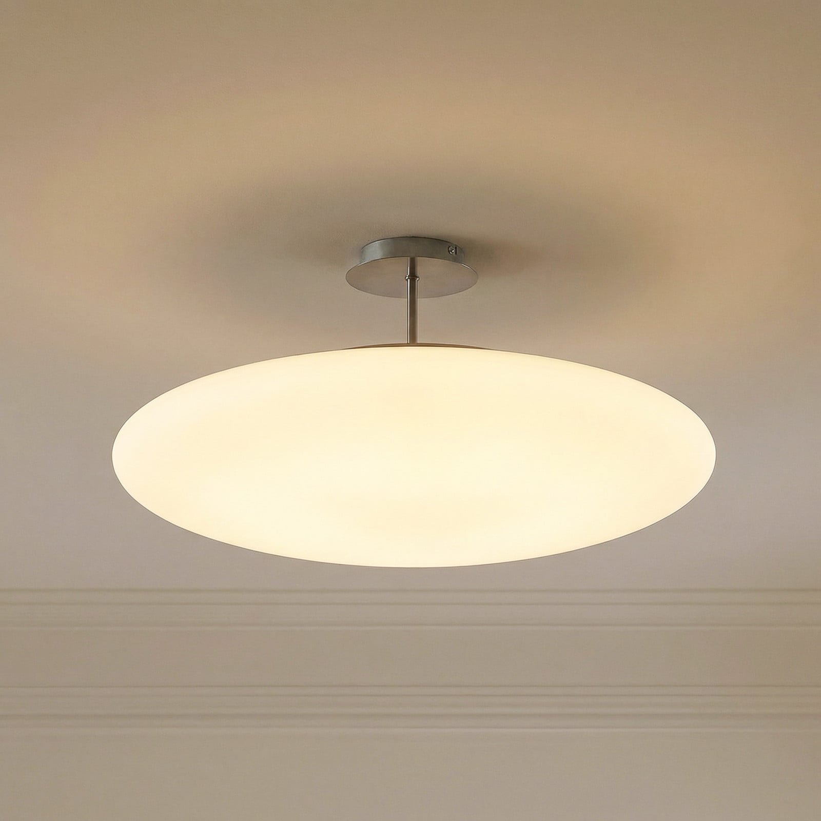 Lindby Plafonieră LED Gunda alb sticlă Ø 48 cm dimabilă - Camera de zi / sufragerie - Modern - alb opal crom nichel satinat