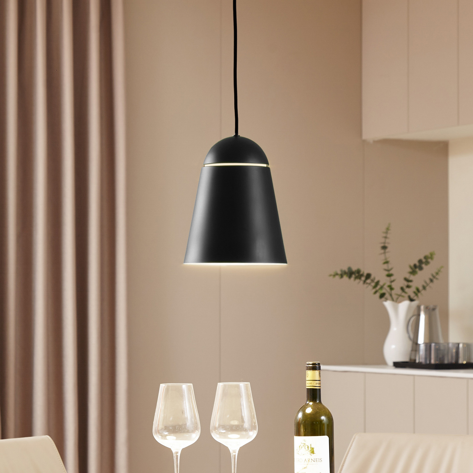 Montes Pendelleuchte, schwarz, Ø 20 cm NOLA - Wohnzimmer - Skandinavisch - Aluminium - Einflammig