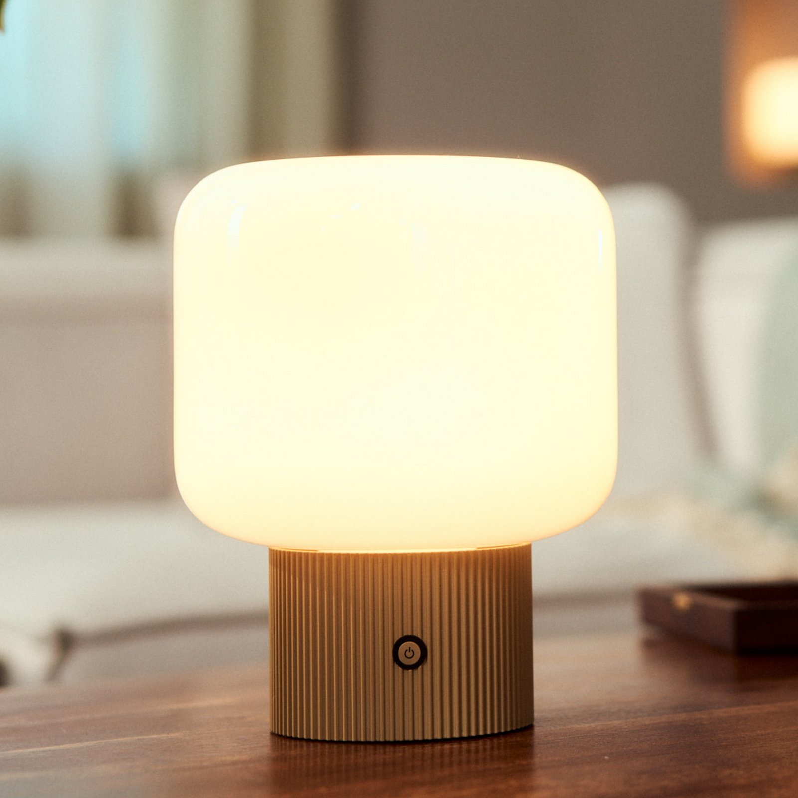 Katrin Palme lampada da tavolo LED ricaricabile beige - Lucande Katrin Palme lampada da tavolo LED ricaricabile beige - Lucande