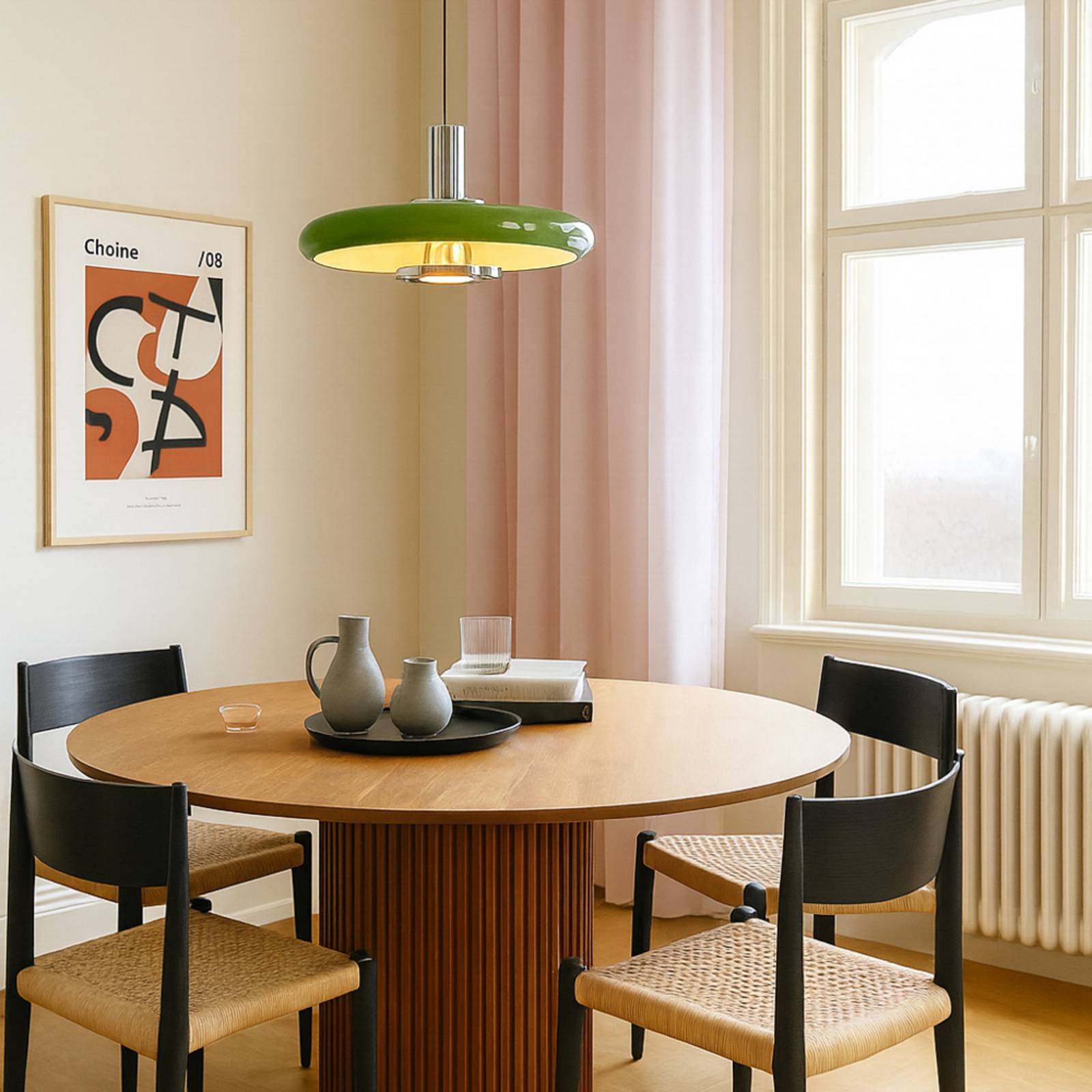 Lindby Pendelleuchte Branford, Retro, Ø 35 cm, grün, Metall günstig online kaufen
