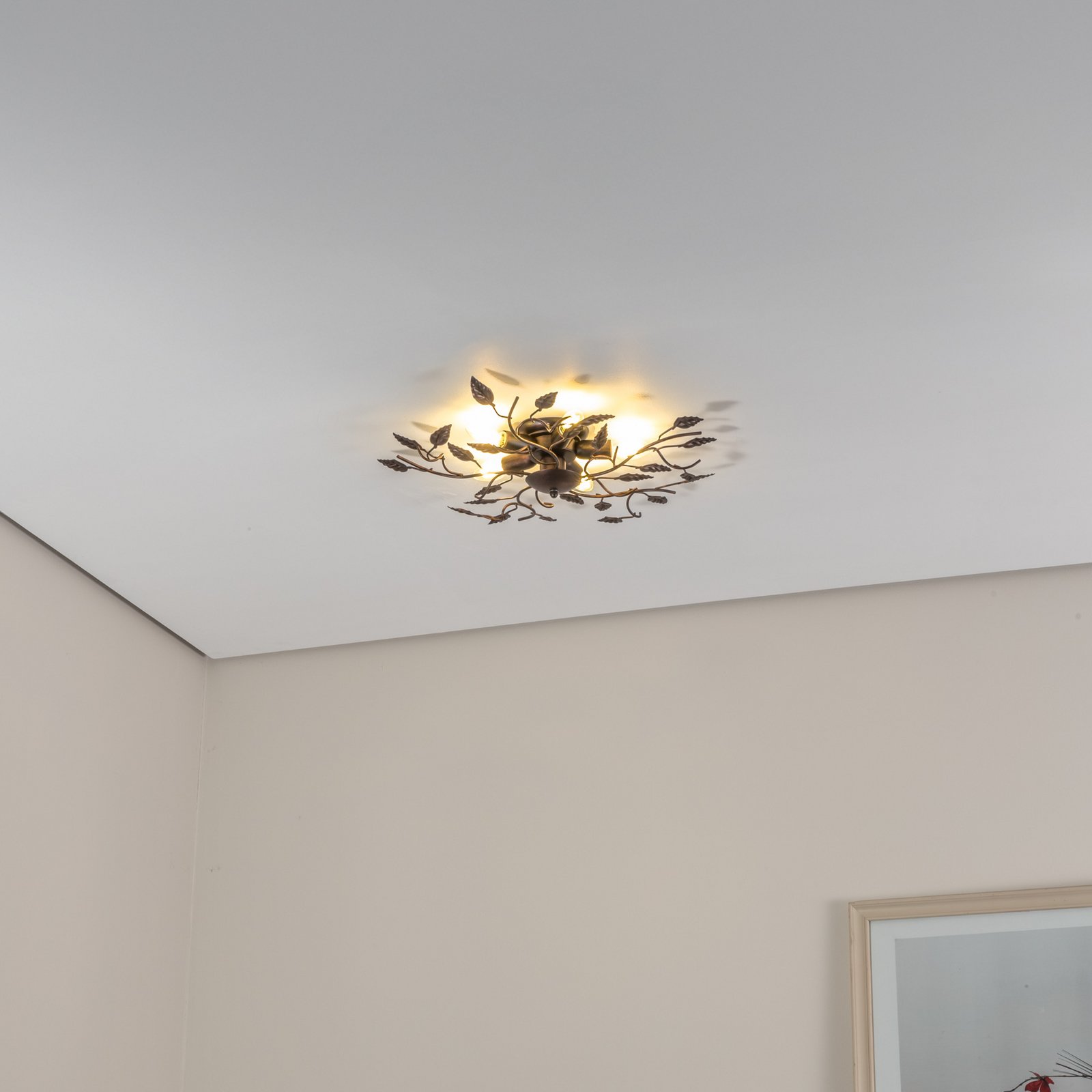 Loftlampe Cernecchio, 5 lyskilder, bronze