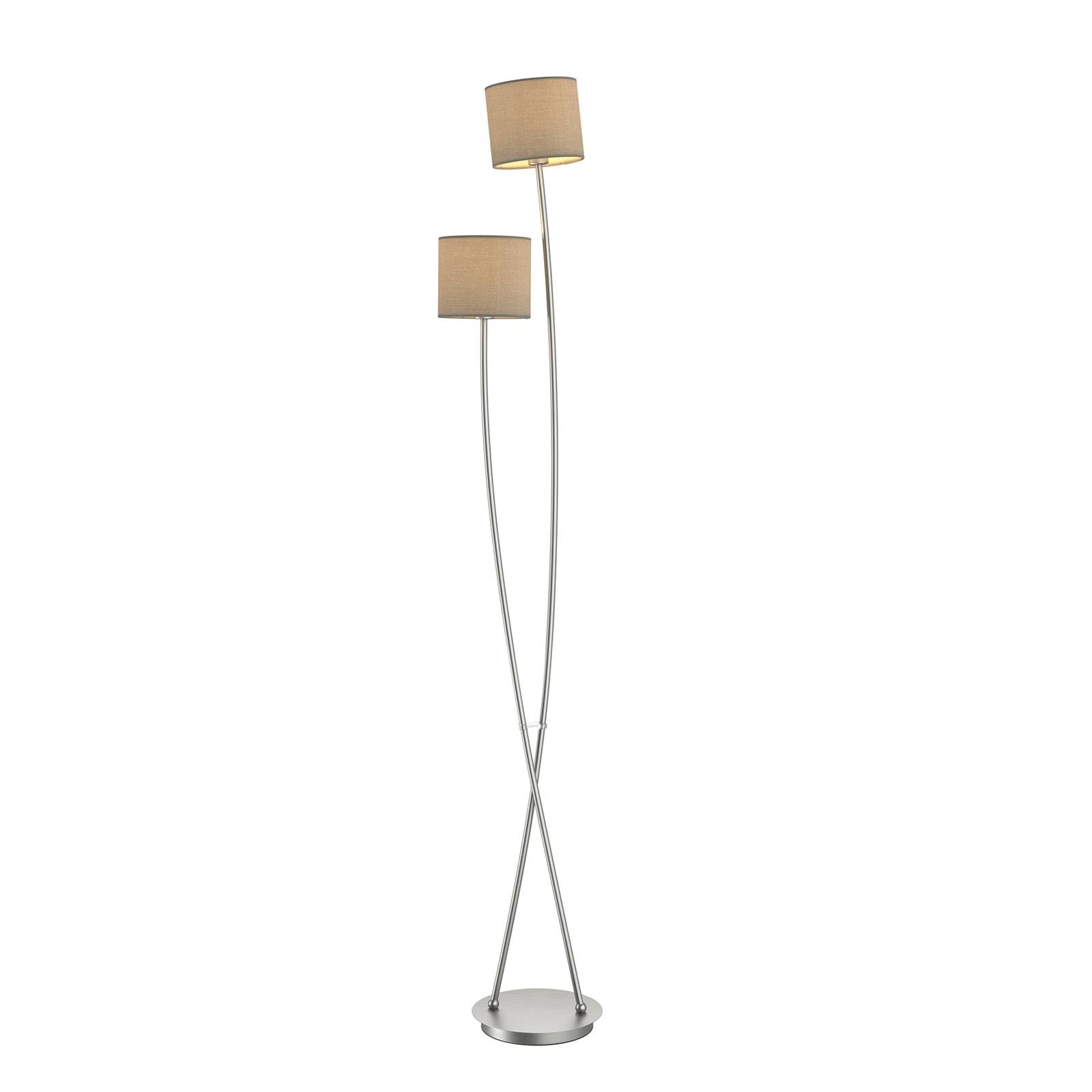Lucande Stehlampe Juljana, 153 cm, 2-flammig, taupe, E14