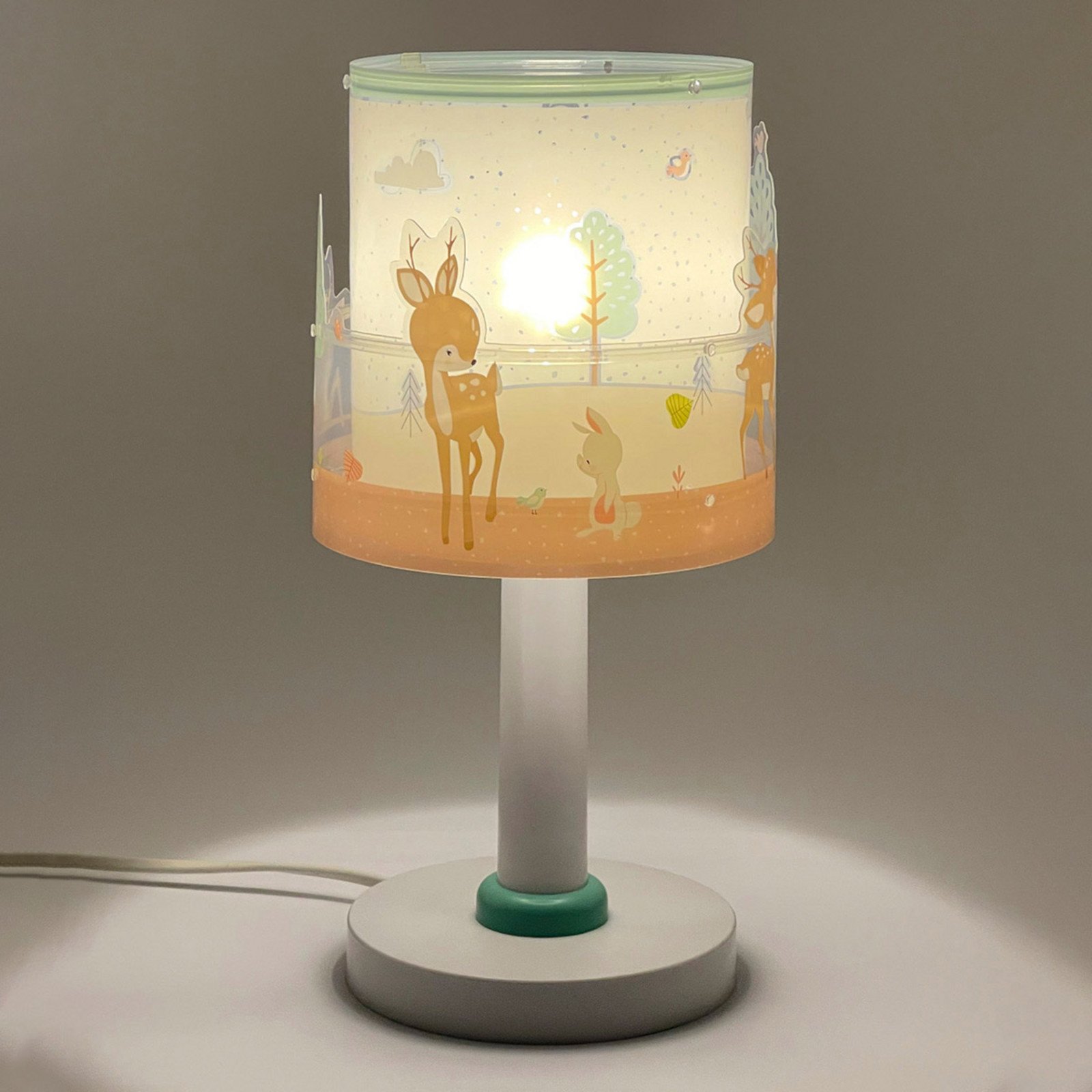 Lampă de masă pentru copii Dalber Loving Deer motiv căprioară - Camera copiilor - alb colorat - Plastic