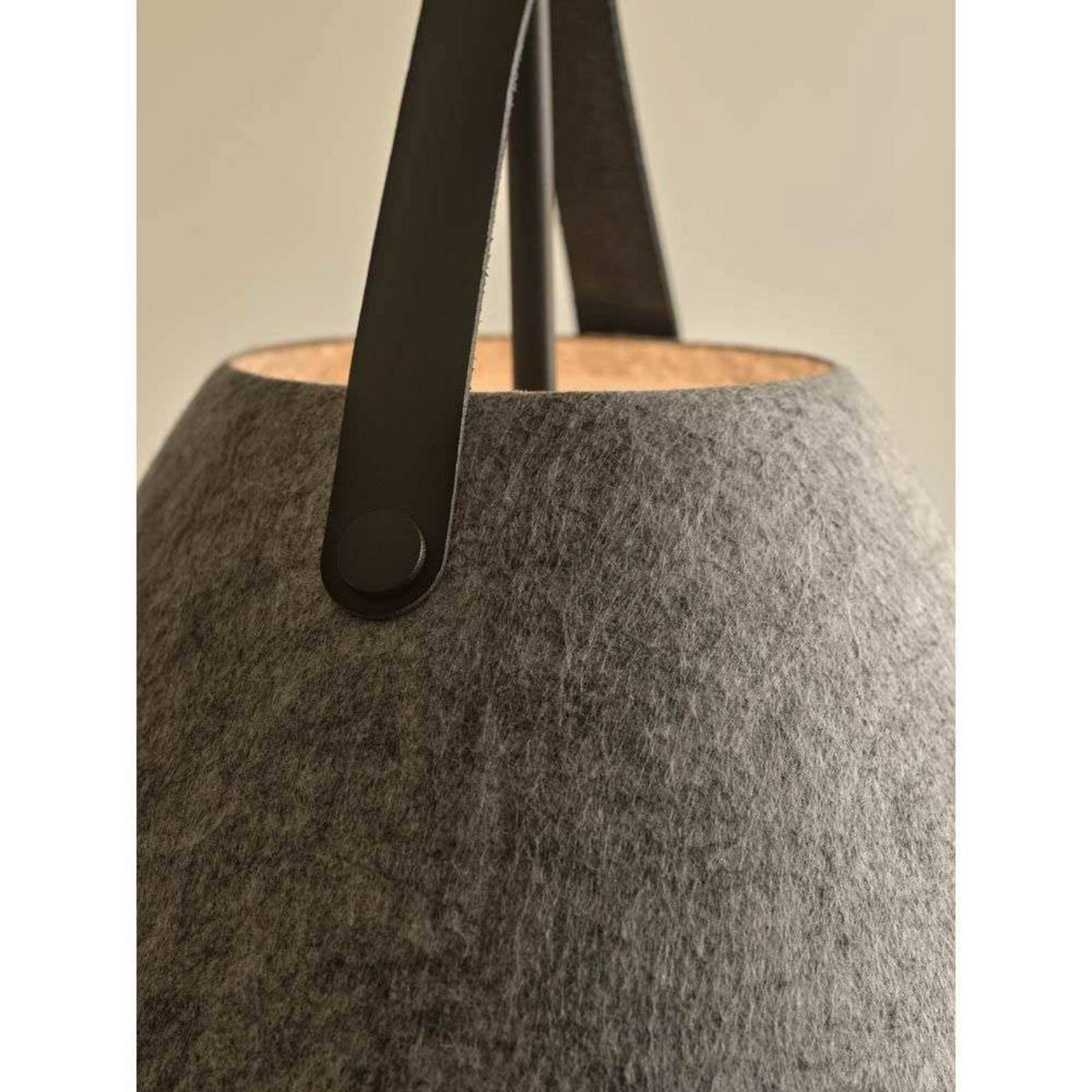 Lampa wisząca Strap, jasnoszara, Ø 36 cm, metal/skóra
