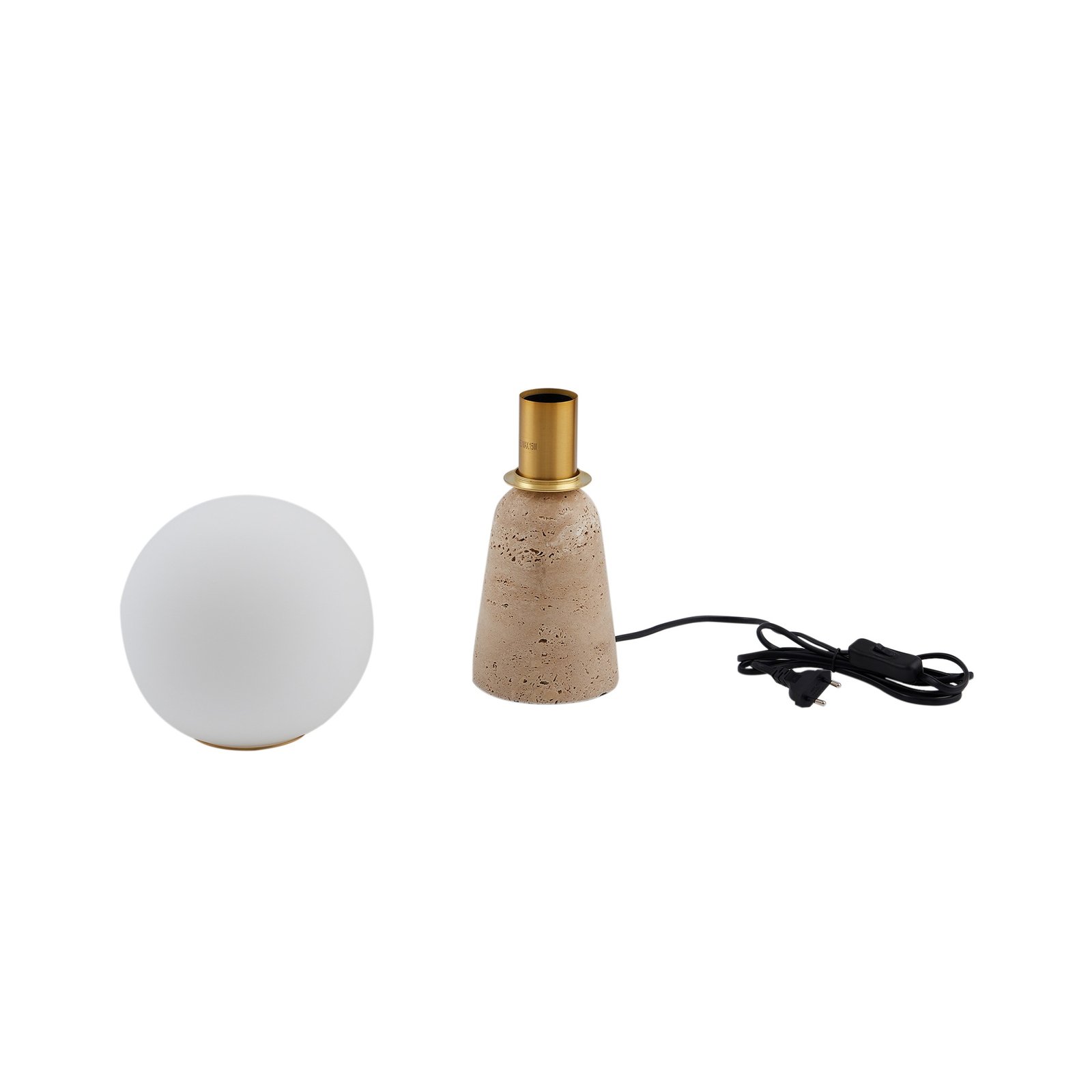 Lindby bordlampe Kirstan, beige, hvit, glass, kule 33 cm