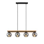 Philika Hanglamp Smoke/Wood/Black - Lindby