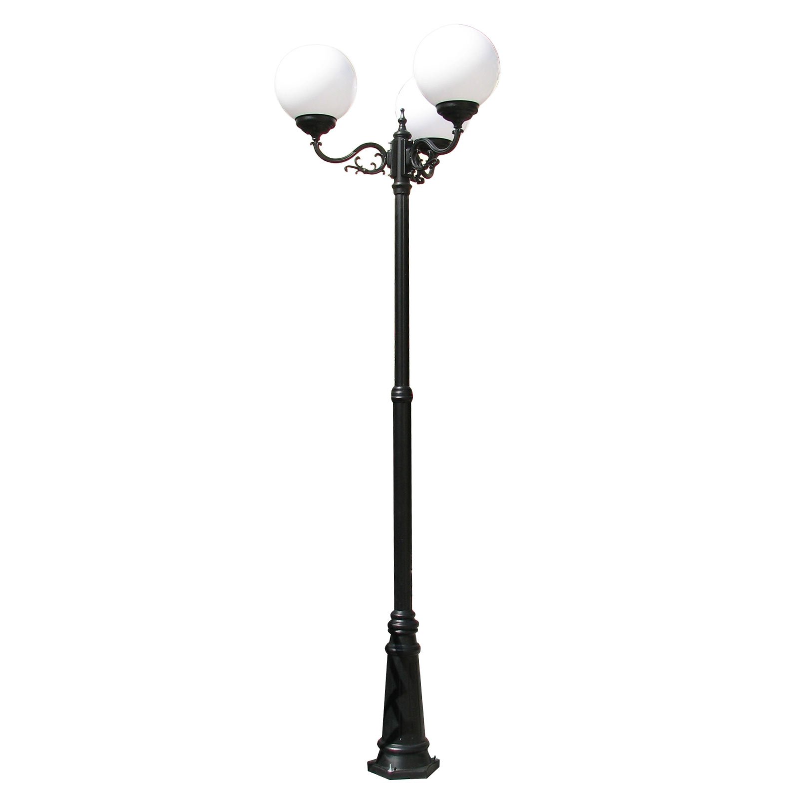 1144 lamp post, three-bulb, black/white
