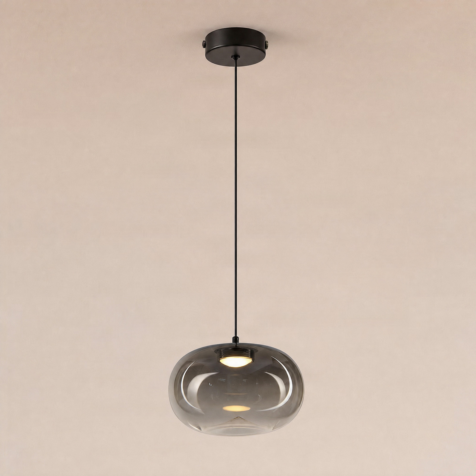 Milagro Lighting Vaso LED viseća lampa, dimno siva, Ø 18 cm, staklo - Dnevni boravak/blagovaonica - Moderan - dimno sivi