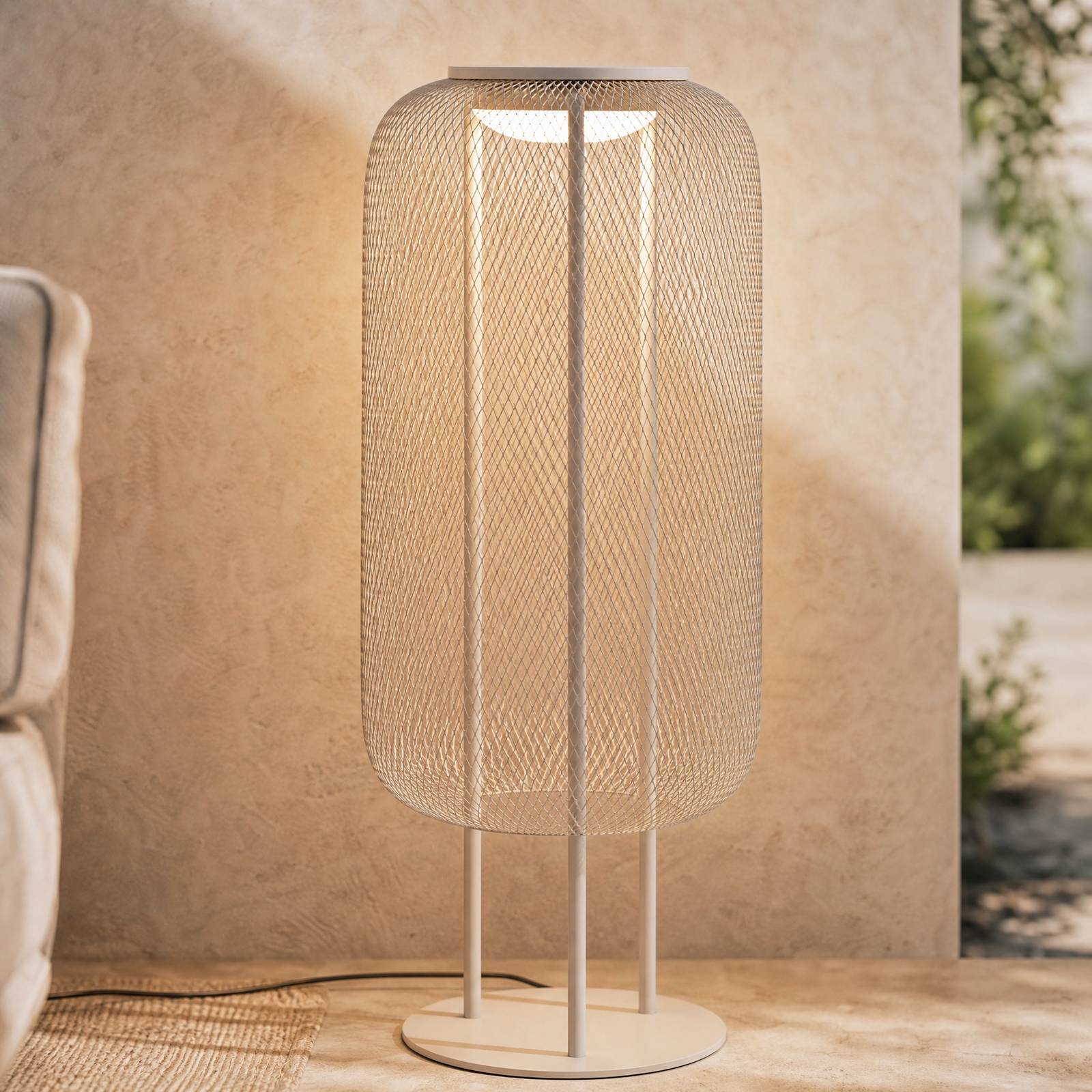 Levně Lucande LED stojací lampa Lucande Korvyn, kamenně šedá, výška 80 cm, IP44