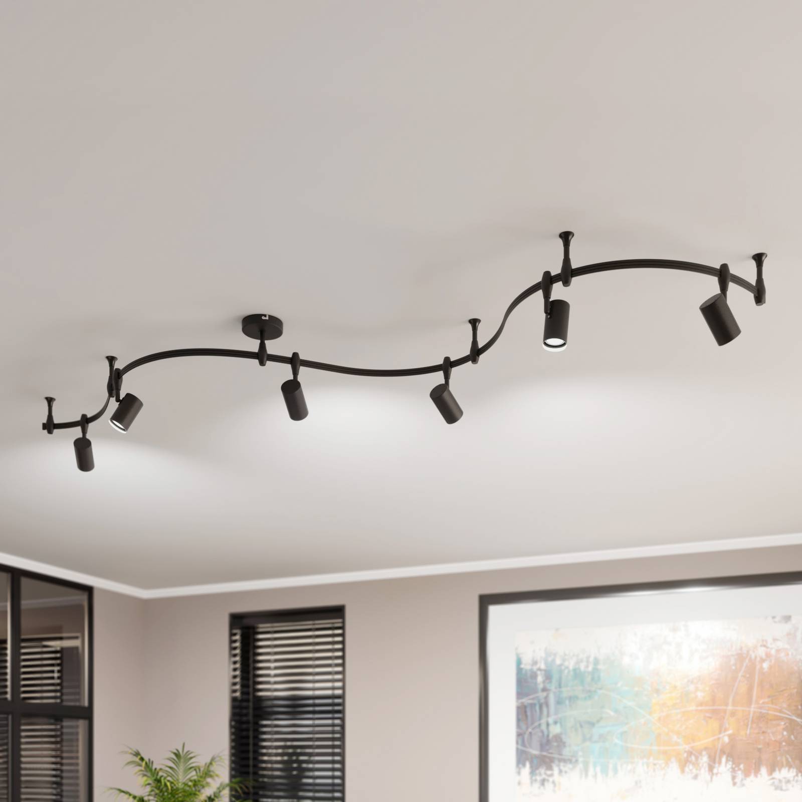 Lindby système de lampes sur rail Delila noir utilisation flexible