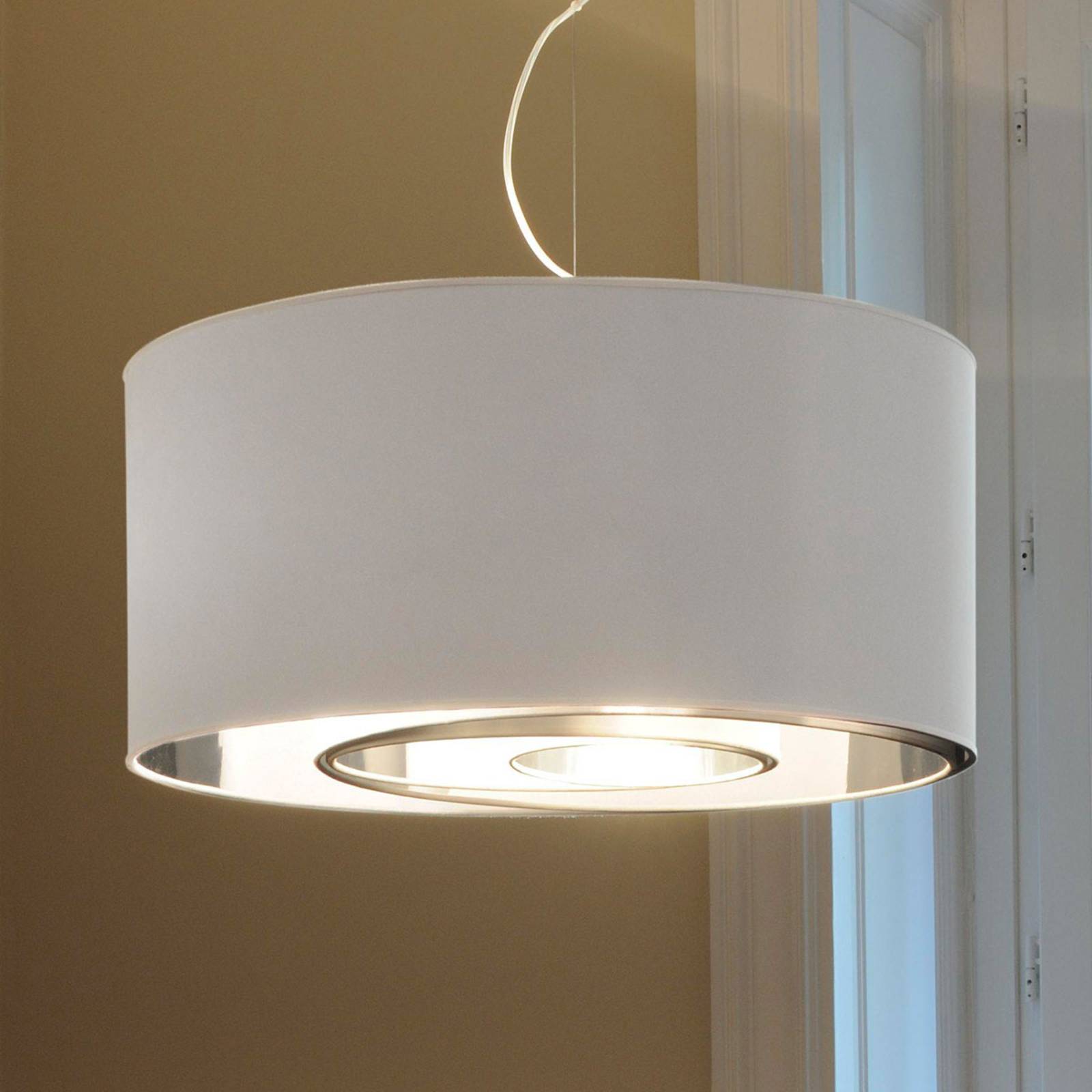 Oluce Circles - hanglamp, 65 cm, wit-zilver