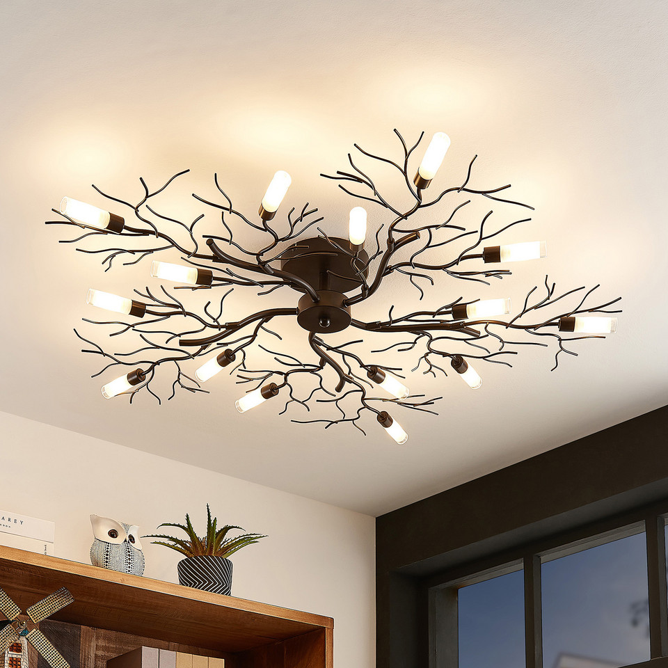 Lindby Bigna Plafond, brun / rost från Lindby