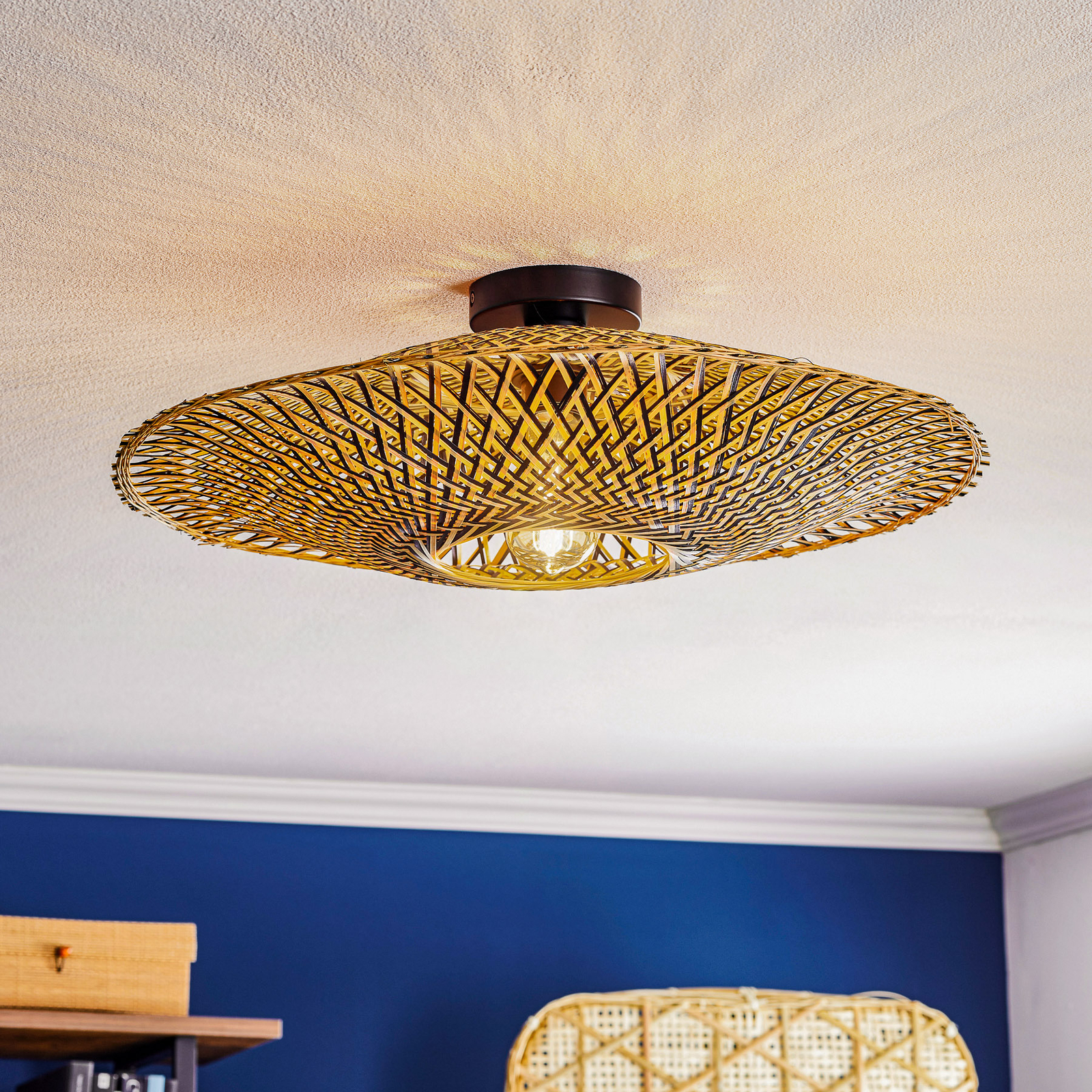 GOOD & MOJO Bali ceiling light, bamboo, black/nature