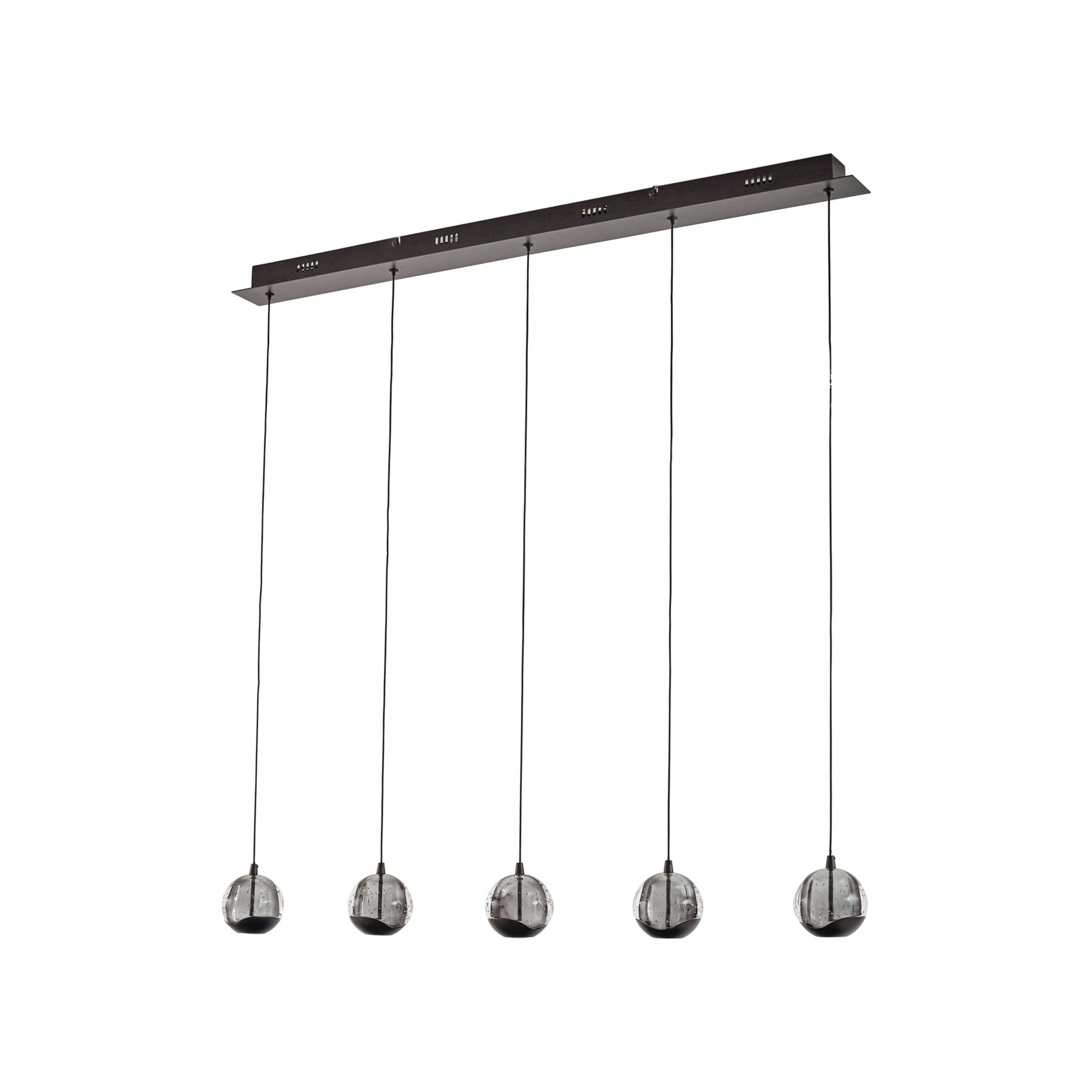 Hayley LED hanglamp, 5-lamps, zwart, langwerpig - Lucande