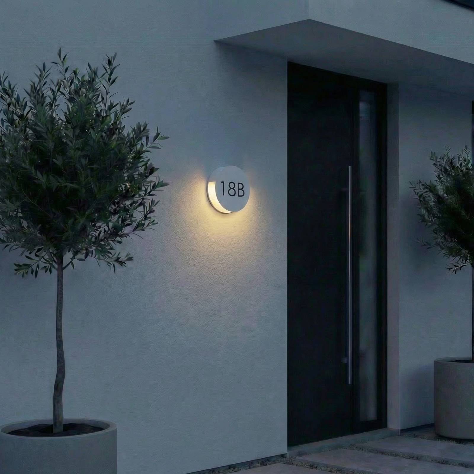 Lucande LED buiten wandlamp Advero, lichtgrijs, huisnummer, CCT