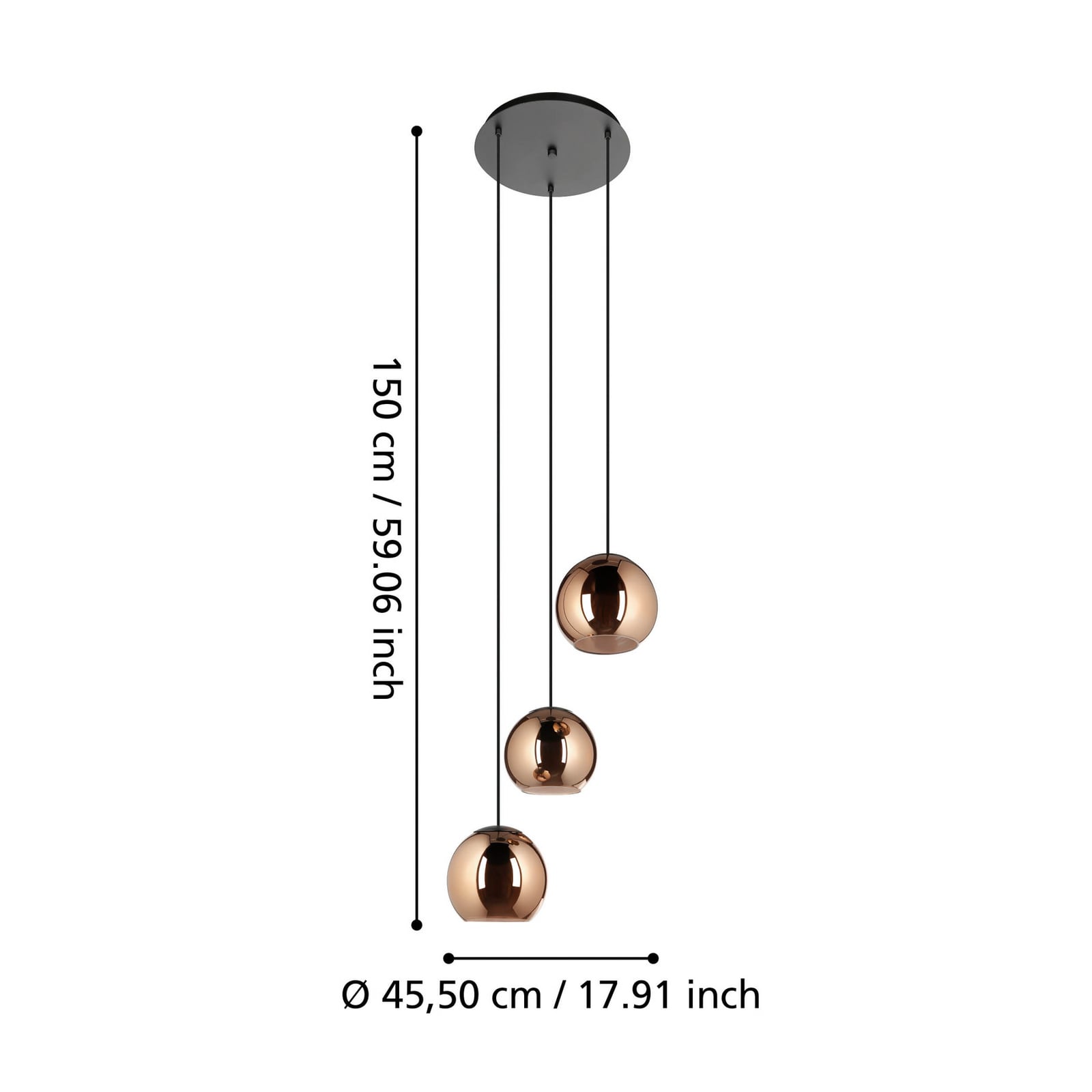 Cordoba Hängelampe 3-flg. rund kupfer - EGLO Stars Of Light