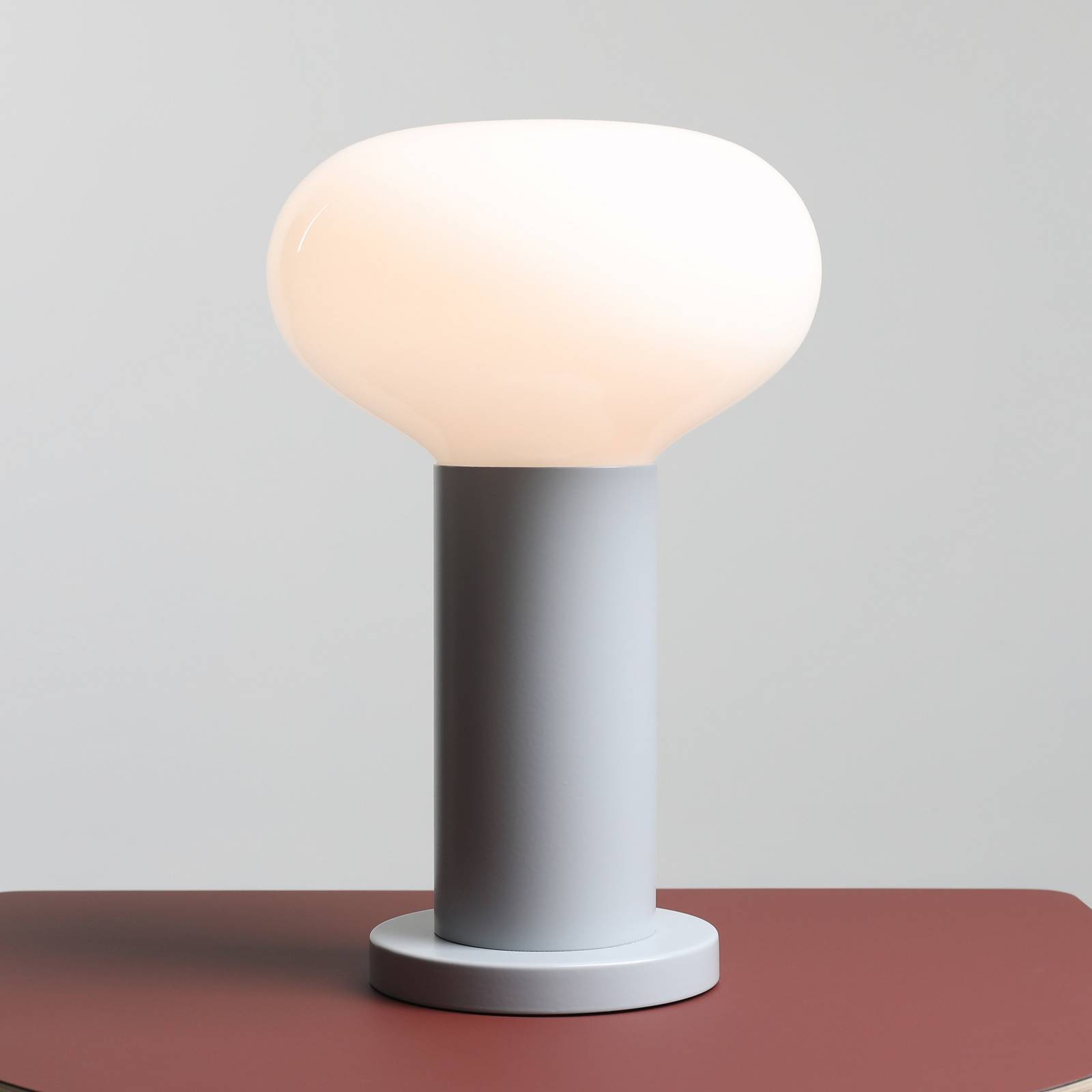 Lampa stołowa Flo, szara, Ø 19 cm, szkło