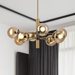 Natalia ceiling lamp, gold-coloured, Ø 68 cm, glass, 8-bulb, E14