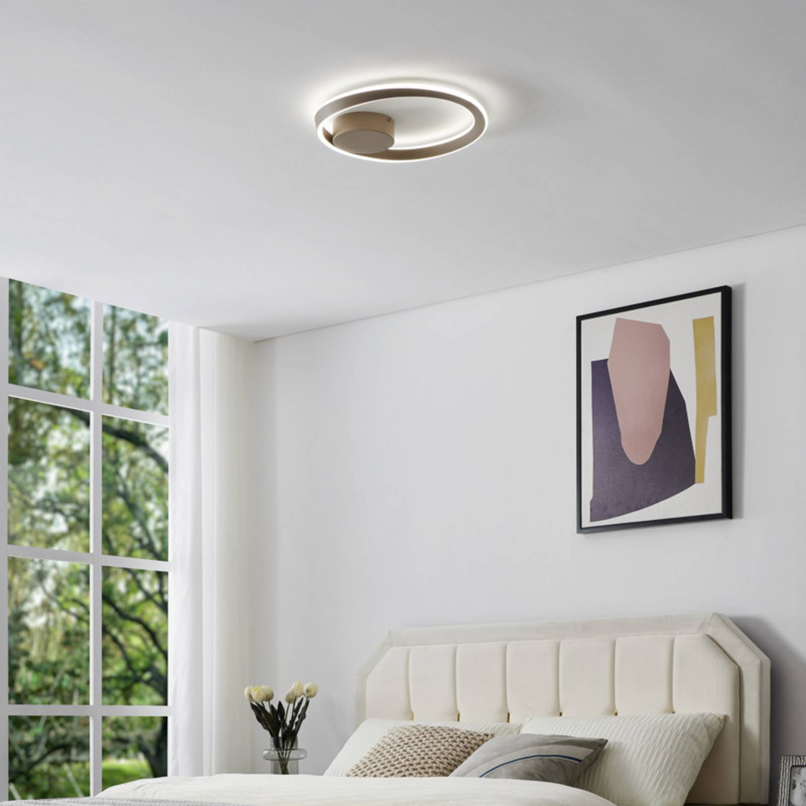 EGLO LED plafondlamp CAMEROTA, beige, Ø 41 cm, afstandsbediening