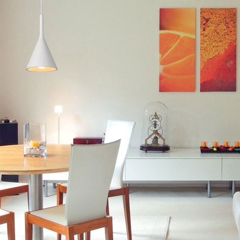 Kegelvormige gips-hanglamp Gipsy