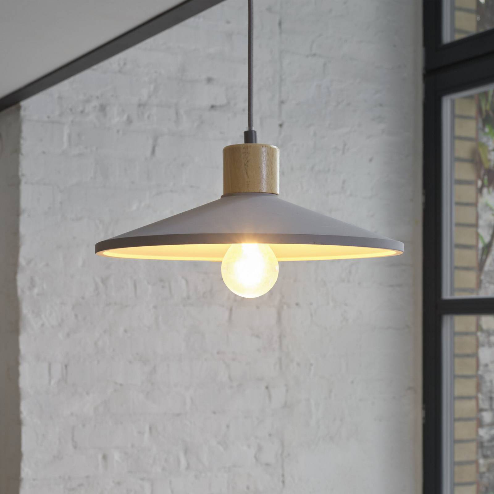 Żyrandol OSRAM CONCRETE WOOD, szara, Ø 32 cm, beton, E27