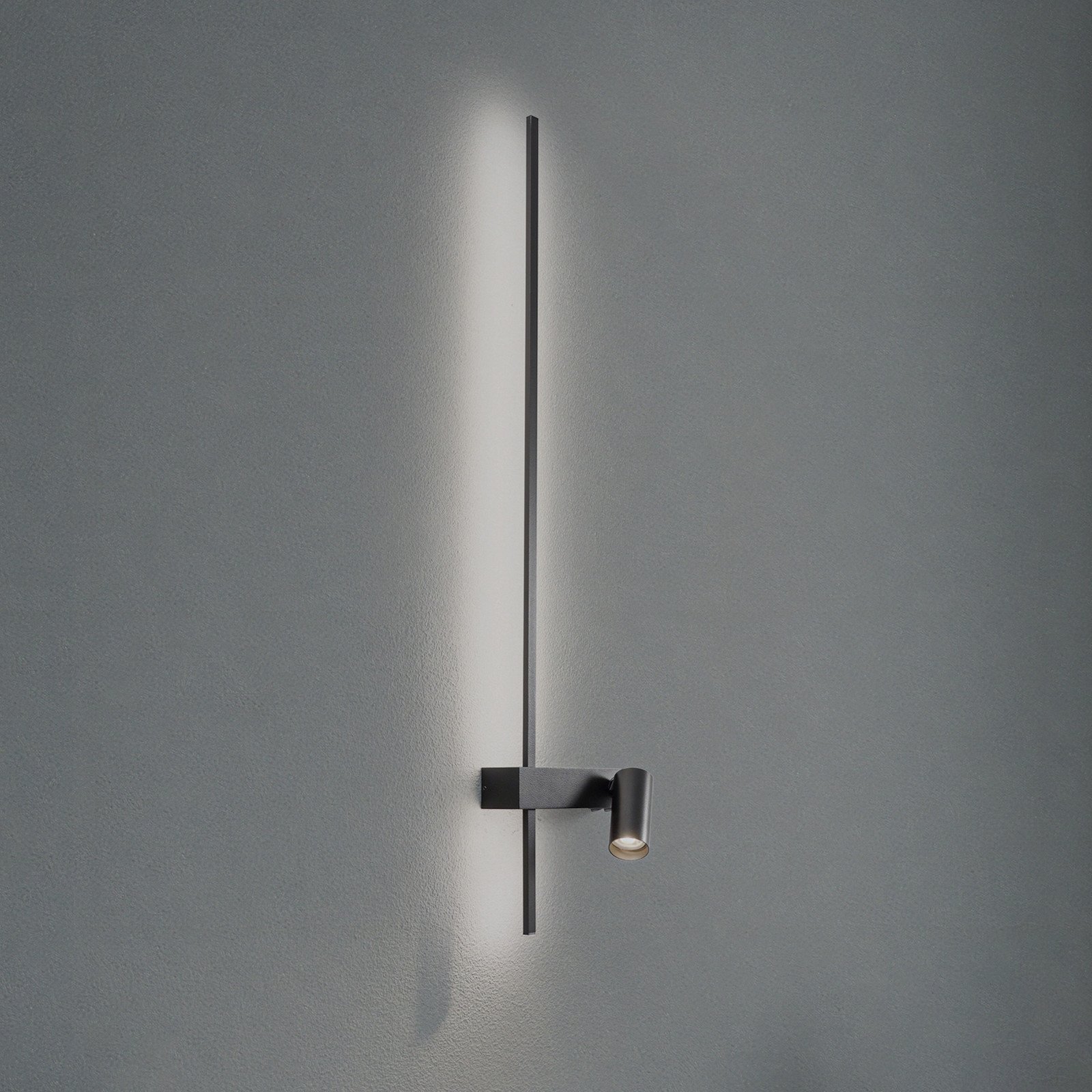 Euluna Aplică de perete EASY LEFT negru Lățime 80 cm Metal GU10 + LED - Camera de zi / sufragerie - Modern - Aluminiu