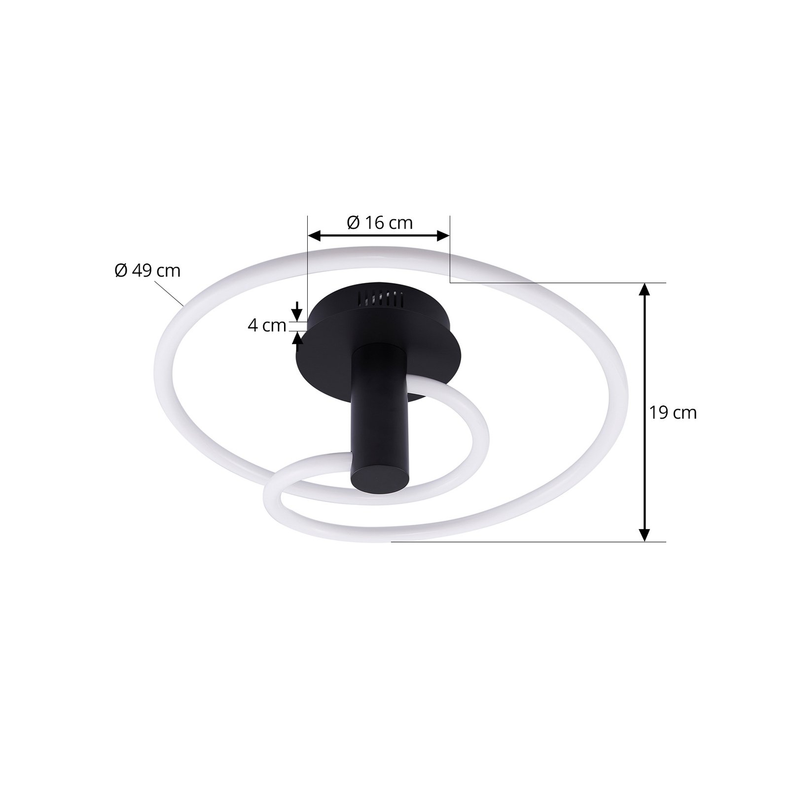 Lucande LED plafondlamp, wit/zwart, PC, Ø 49 cm