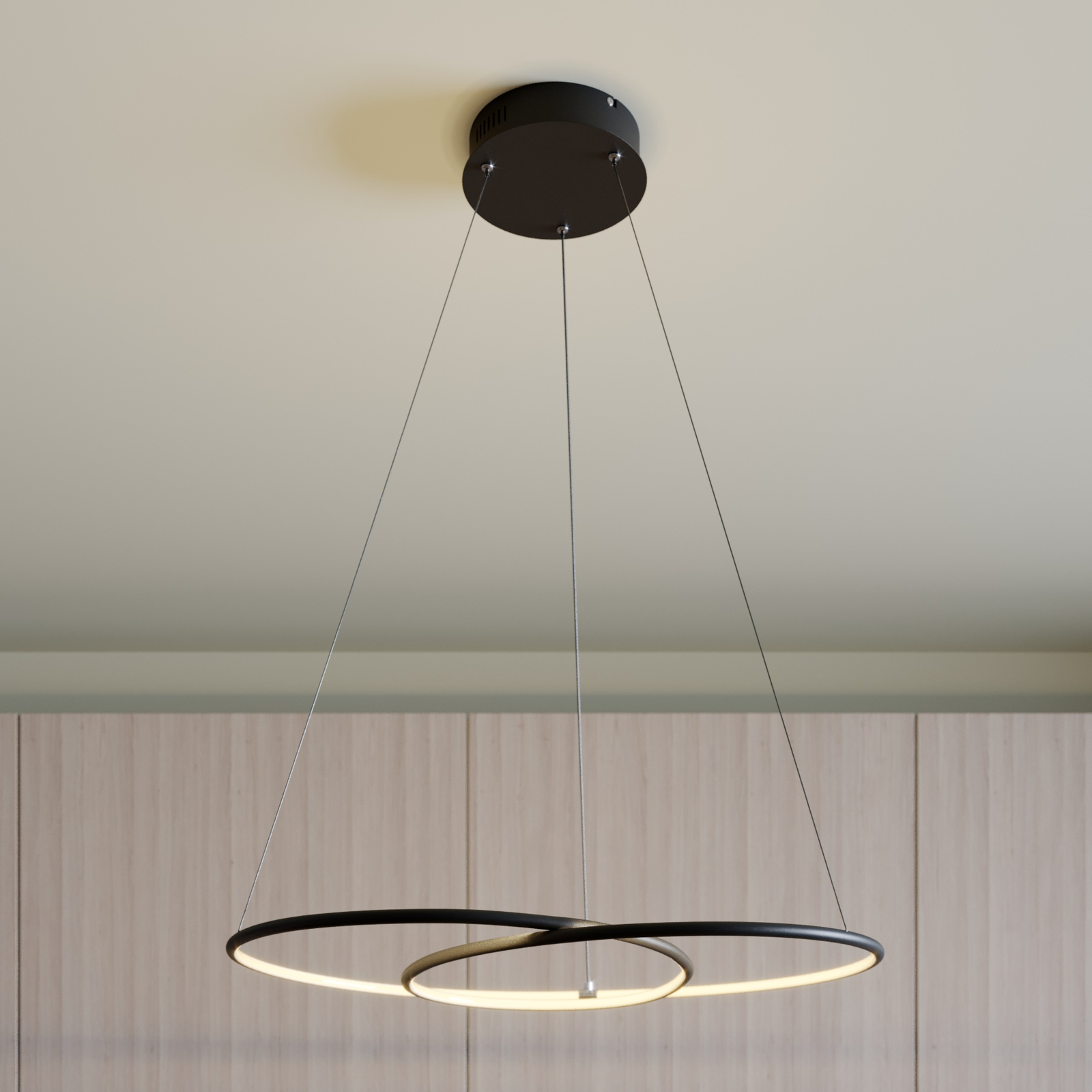 Lindby Lucy lámpara colgante LED, 70 cm negro mate