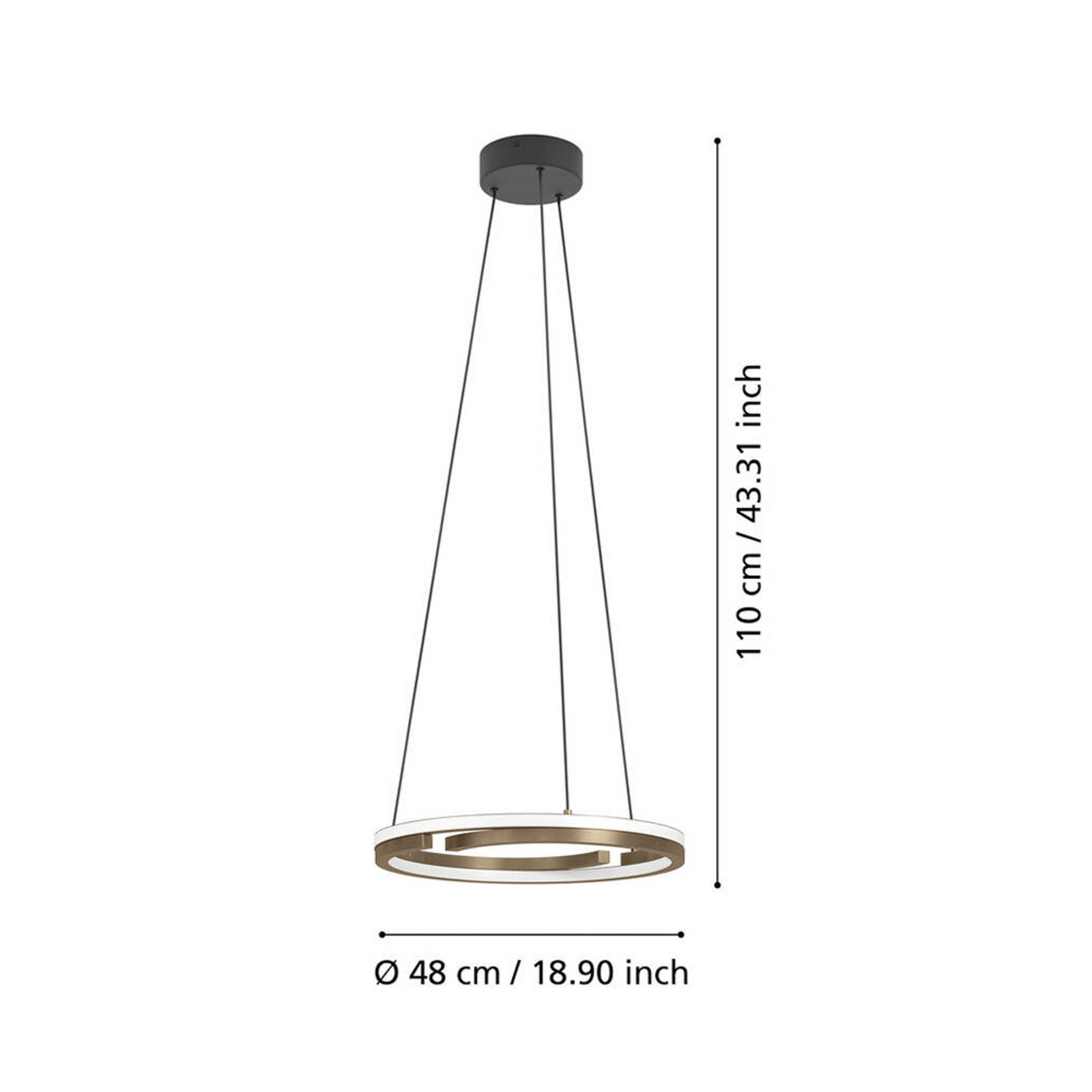 EGLO LED hanglamp MEZZOMONTE, brons, Ø 48 cm, CCT EGLO LED hanglamp MEZZOMONTE, brons, Ø 48 cm, CCT