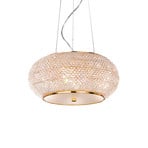 Suspension IDEAL LUX Pasha, dorée/transparente, Ø 40 cm, verre