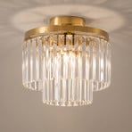 Lindby griestu lampa „Felicity“, Ø 30 cm, misiņš, kristāla stikls