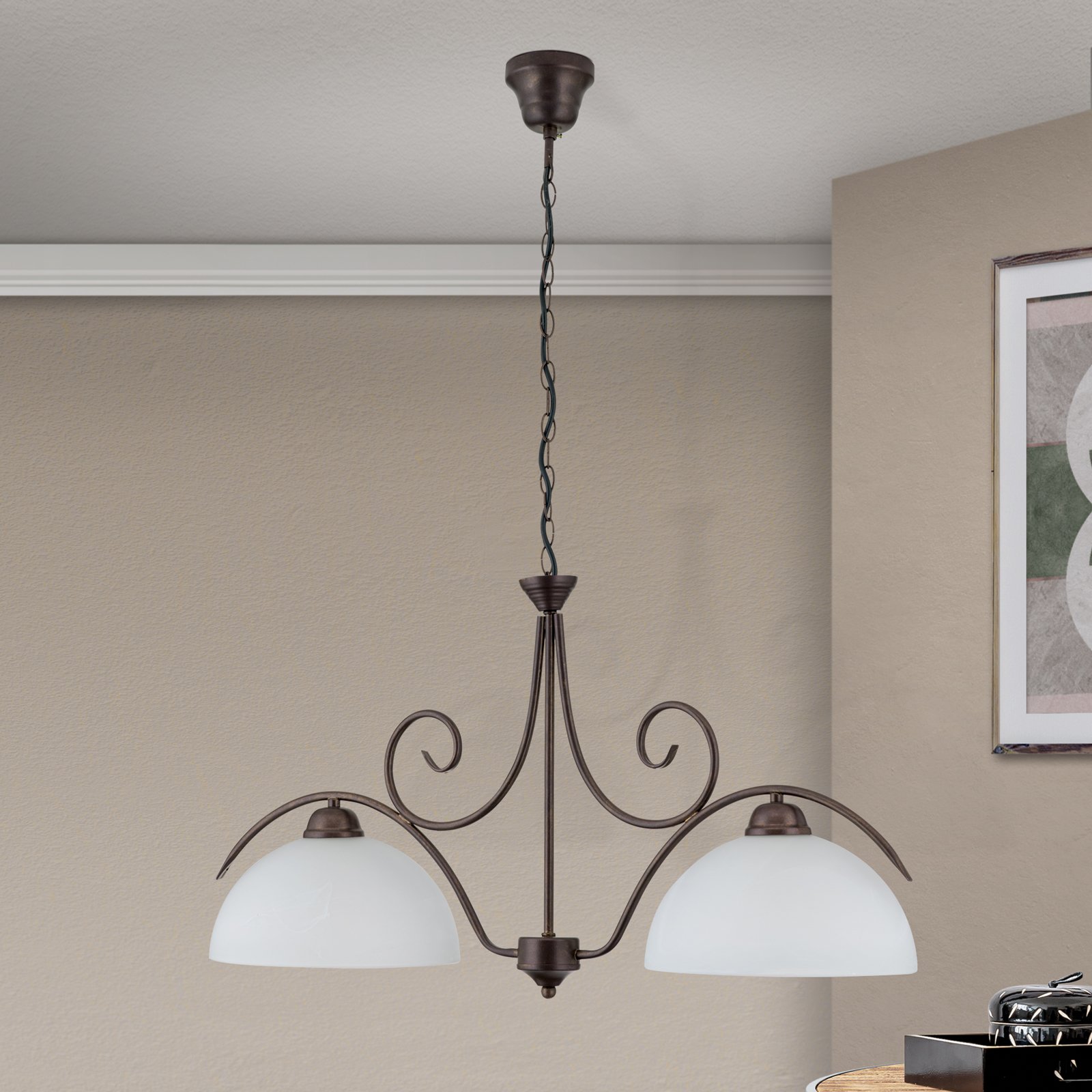 2-lichts hanglamp JANA met albastglas